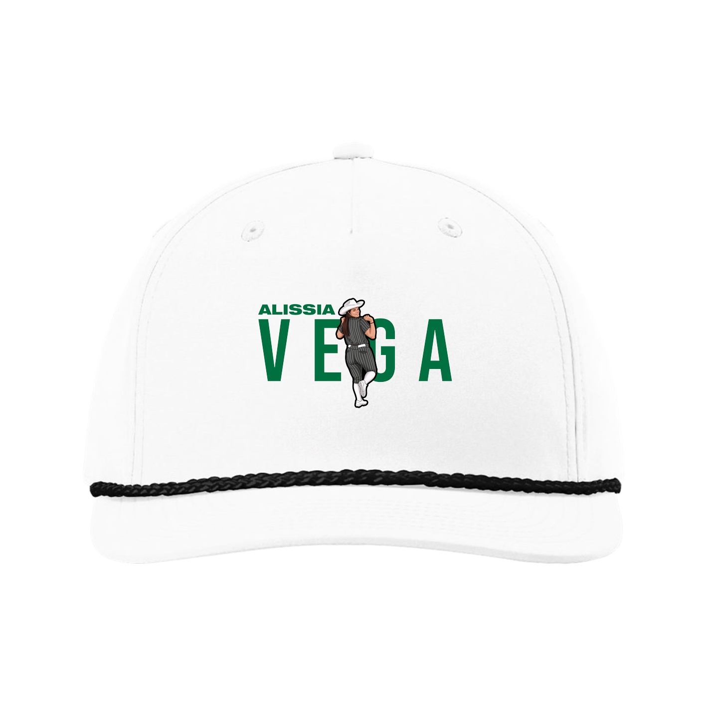 Five-Panel Classic Rope Cap — Player Name in White