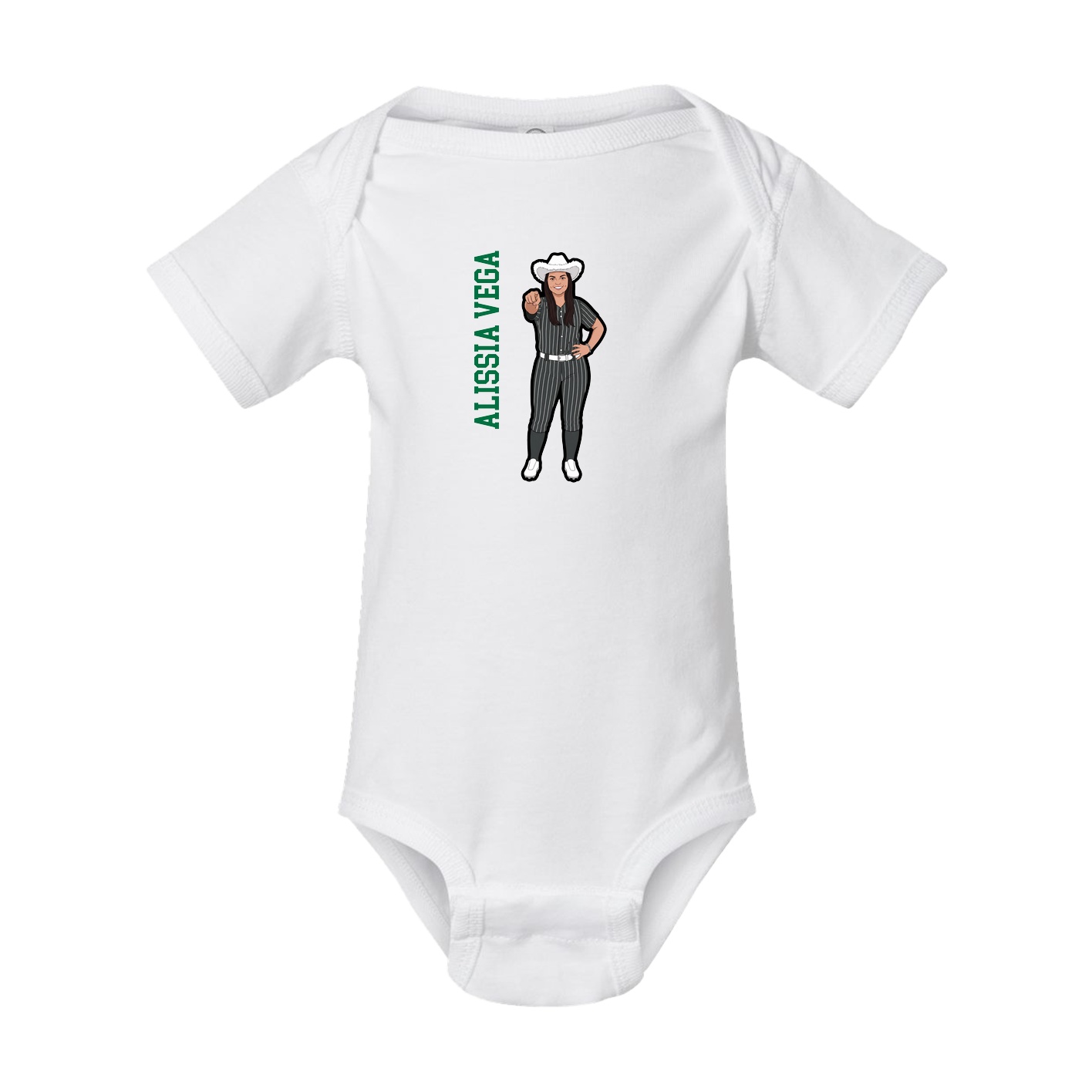 Baby Onesie — Name Vertical in White