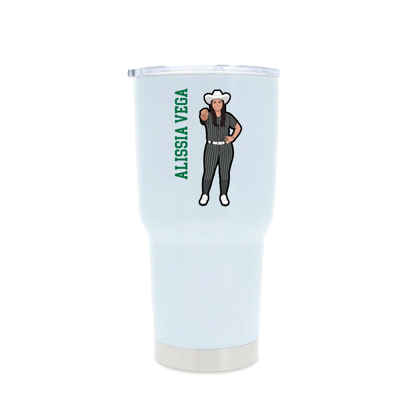 30oz Stainless Steel Tumbler — Name Vertical in White