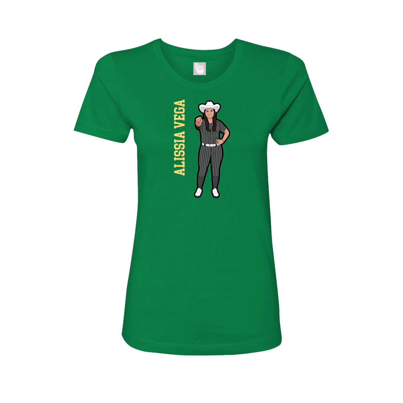 Fitted Women's Tee — Name Vertical in Green