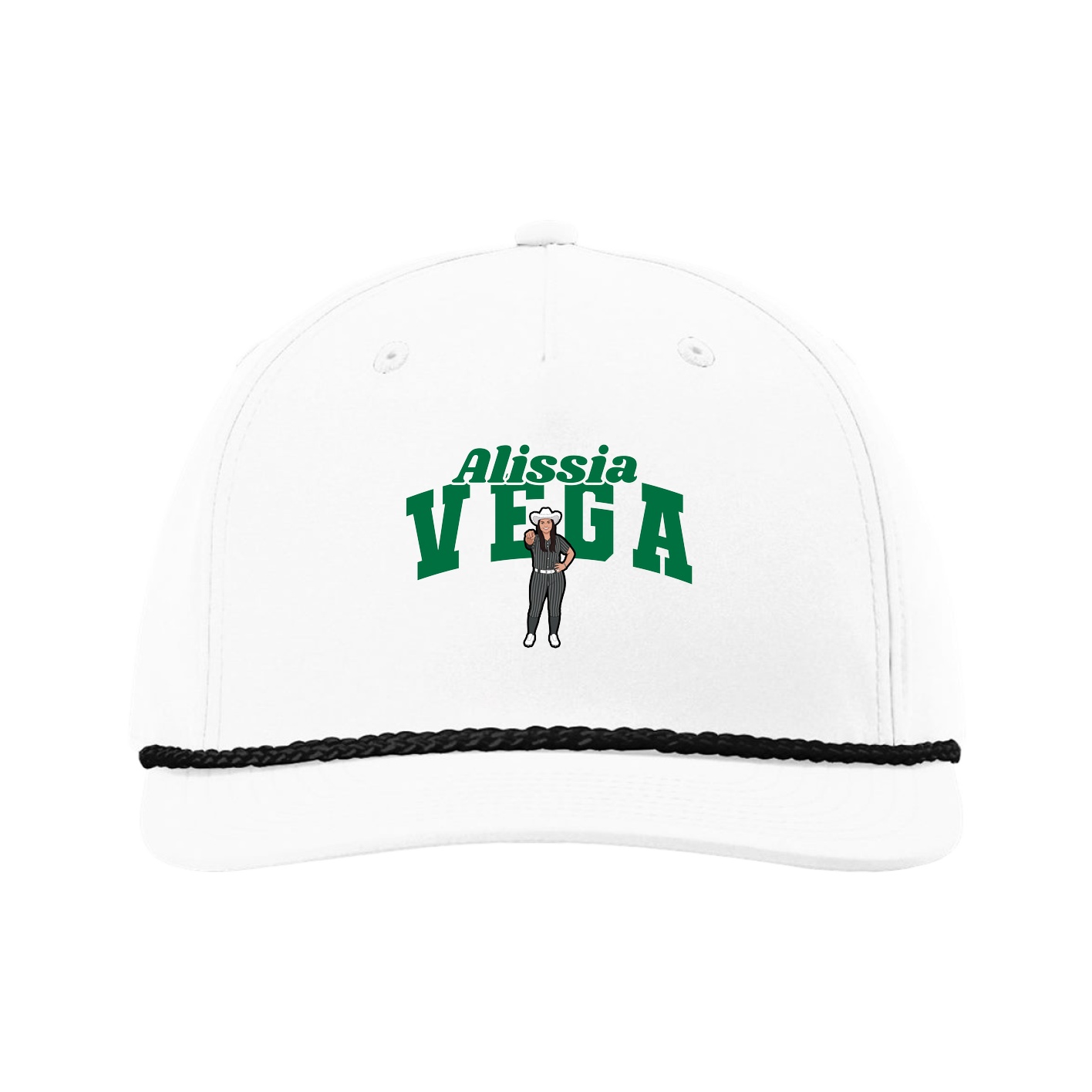 Five-Panel Classic Rope Cap — Signature Arch in White