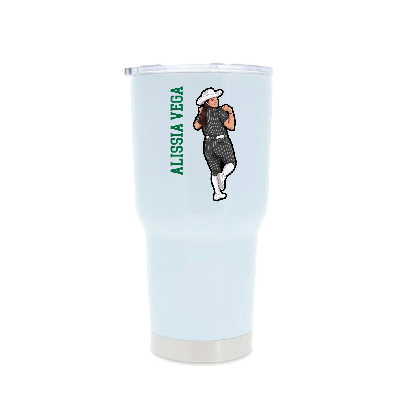 30oz Stainless Steel Tumbler — Name Vertical in White