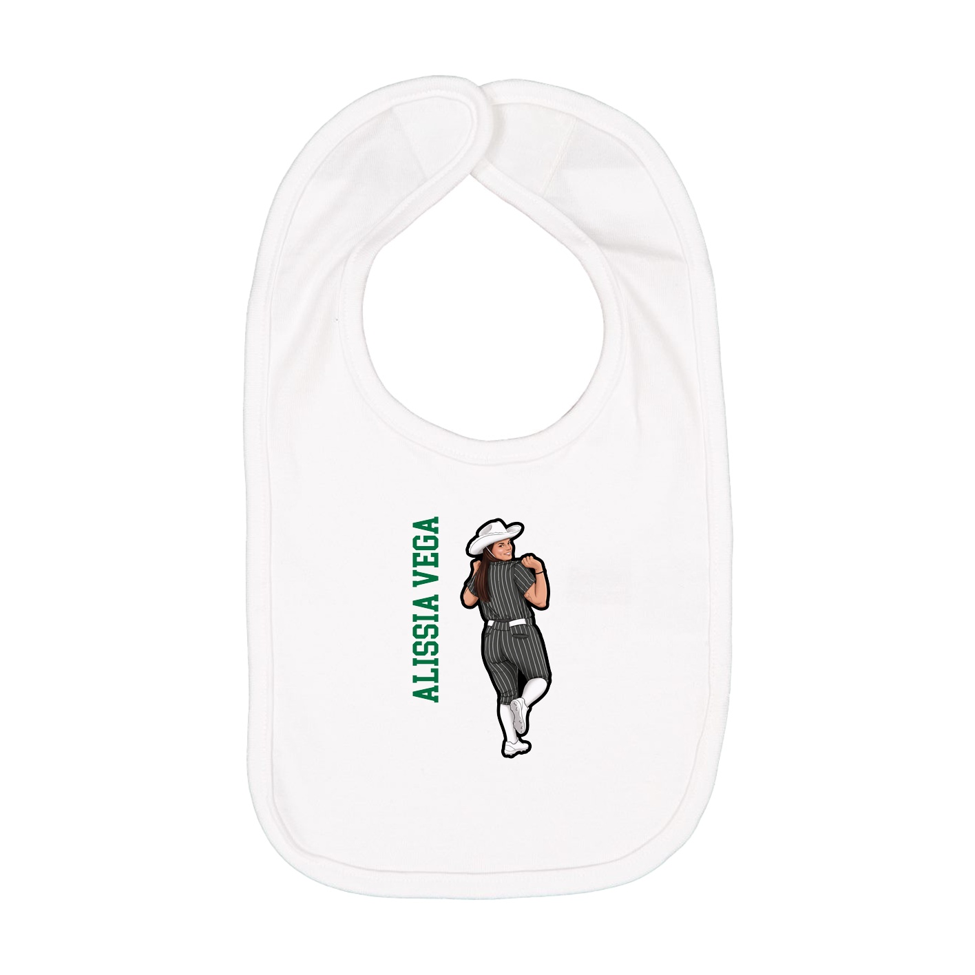 Infant Bib — Name Vertical in White