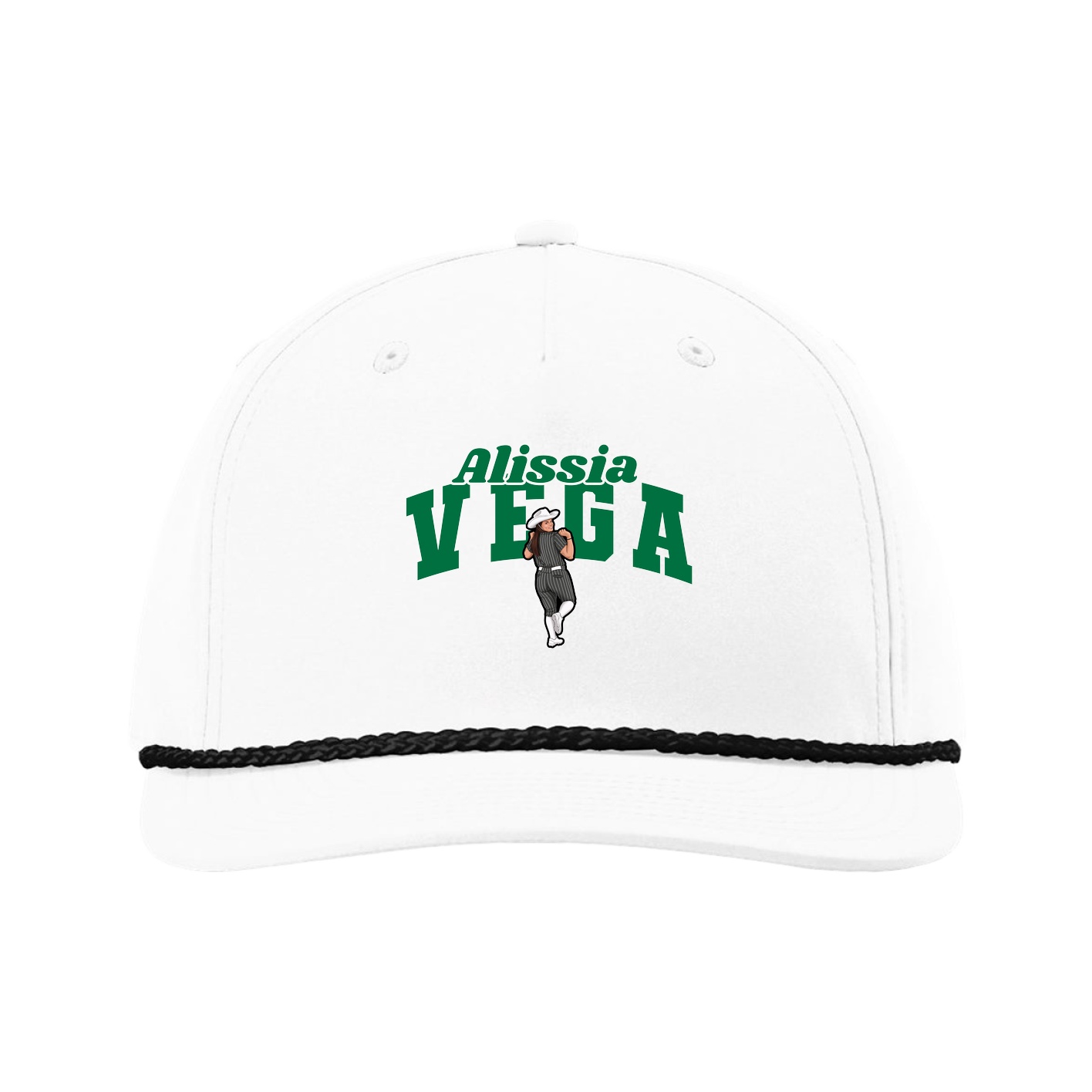 Five-Panel Classic Rope Cap — Signature Arch in White