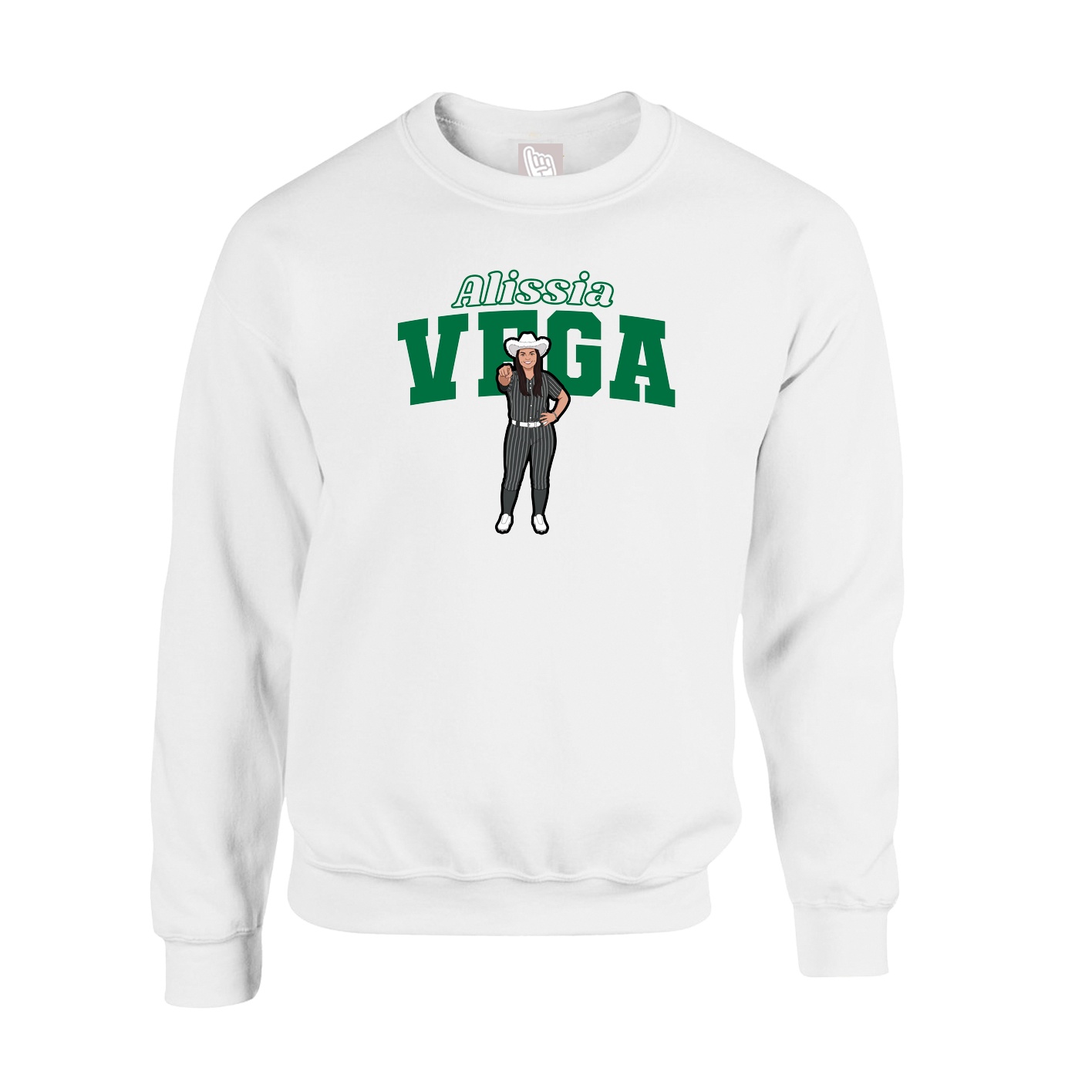 Fleece Crew — Name Arch in White