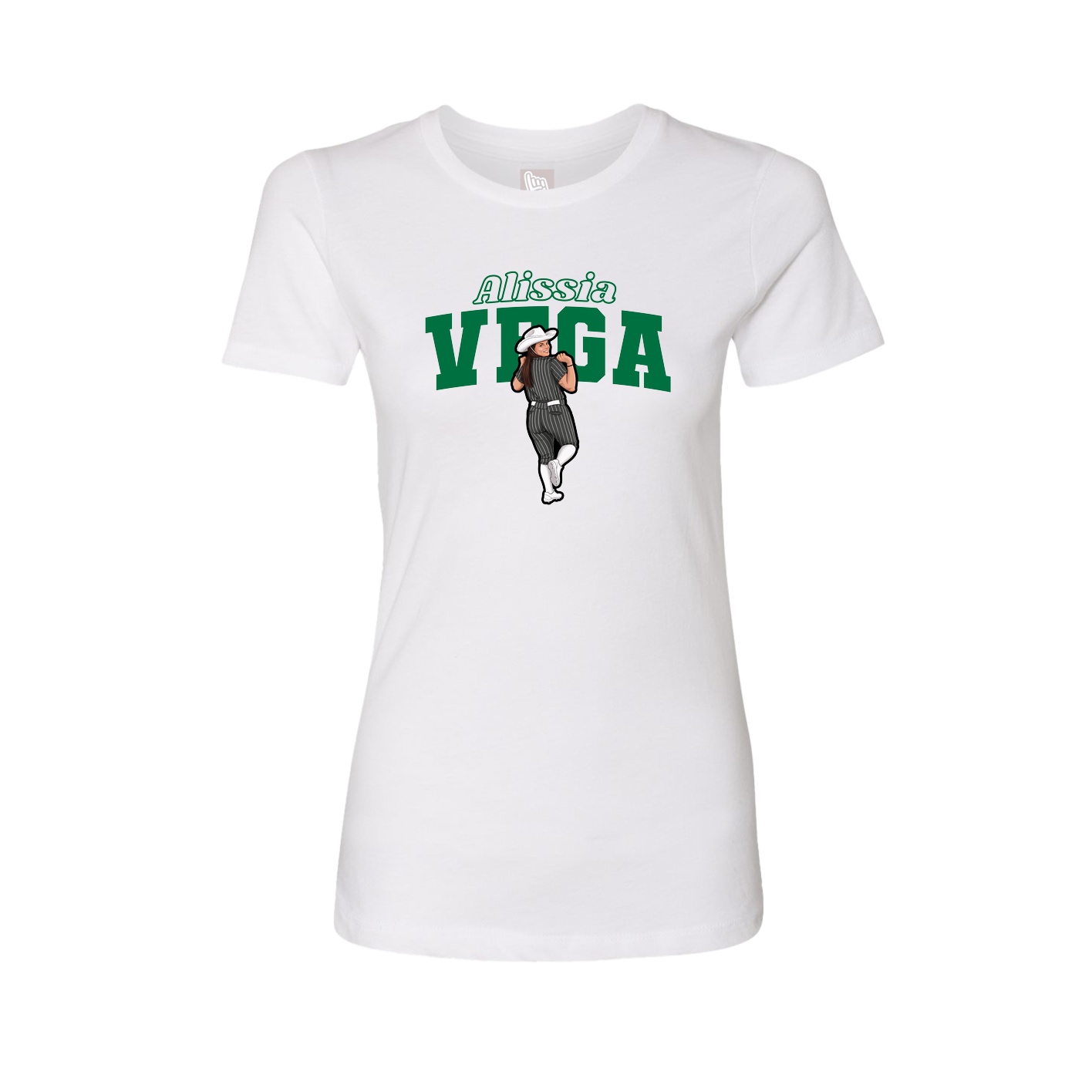 Fitted Women's Tee — Name Arch in White