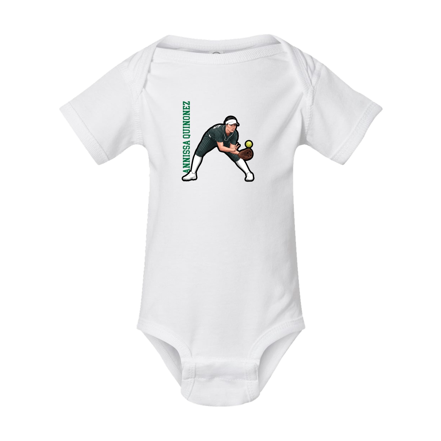 Baby Onesie — Name Vertical in White