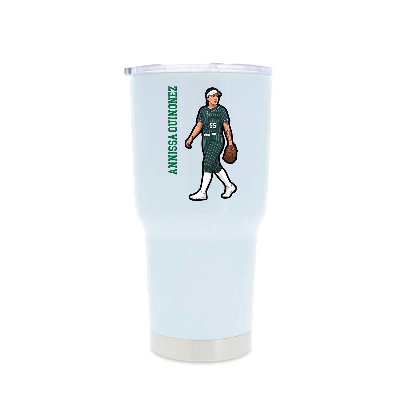30oz Stainless Steel Tumbler — Name Vertical in White