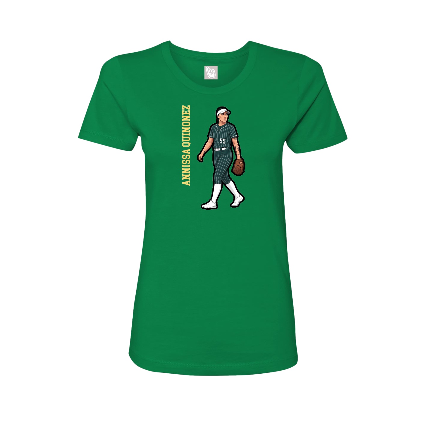 Fitted Women's Tee — Name Vertical in Green