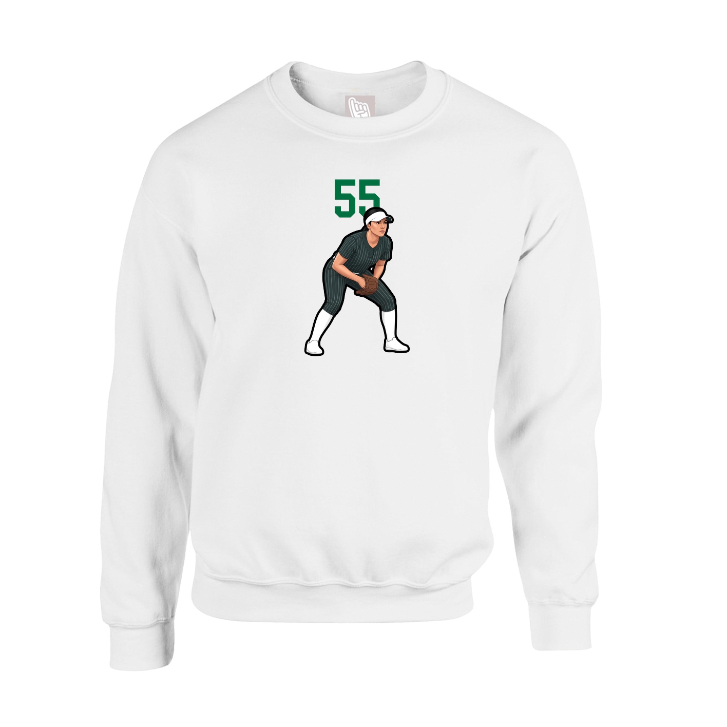 Fleece Crew — Number Top in White