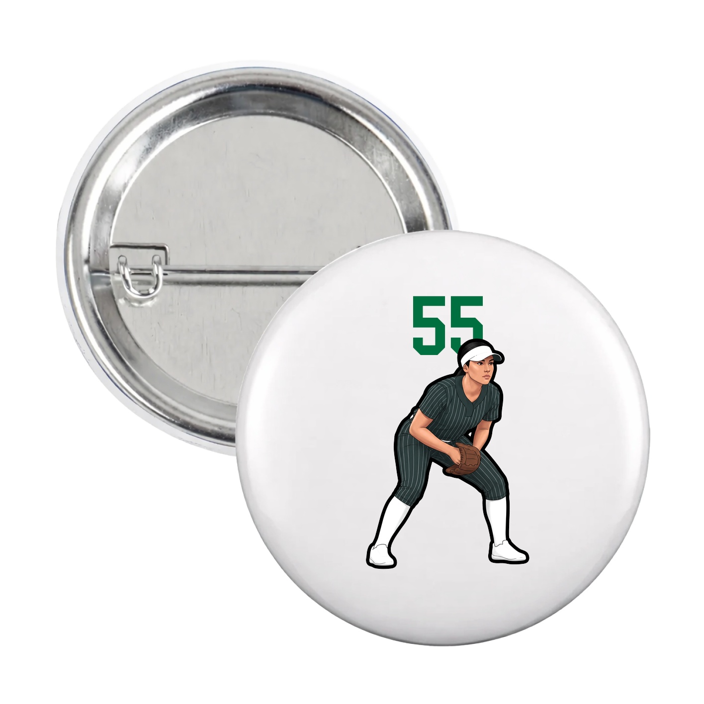 Game Day Button — Number Top in White