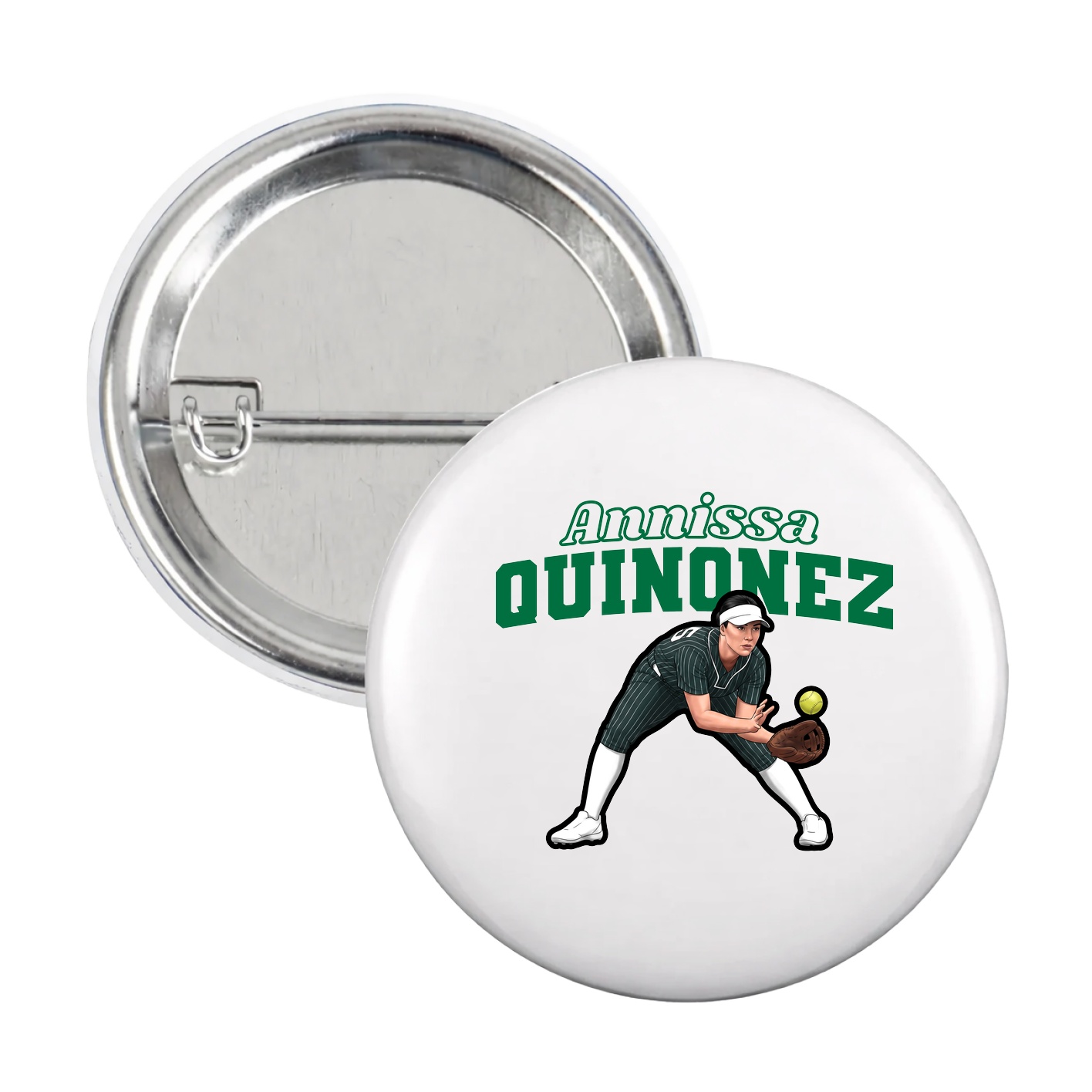 Game Day Button — Name Arch in White