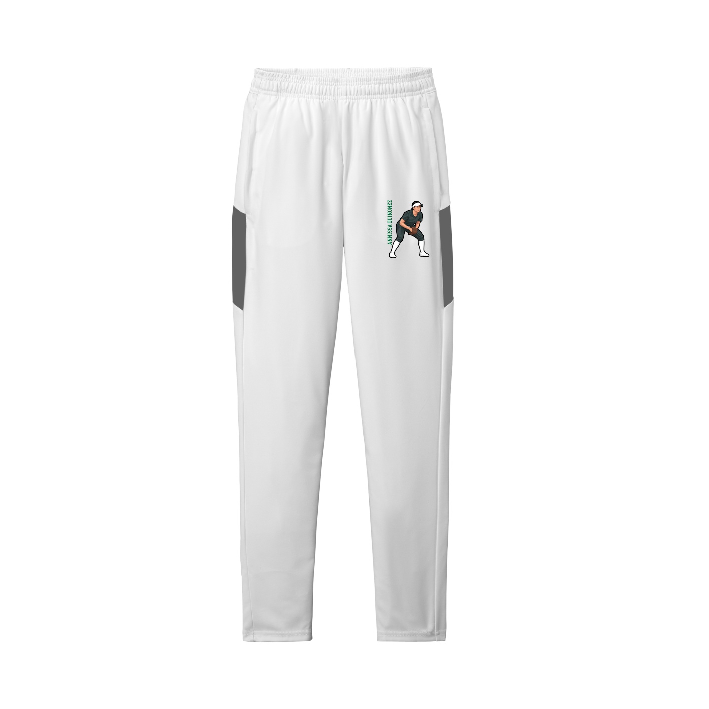 Team Travel Pant — Name Vertical in White/Grey