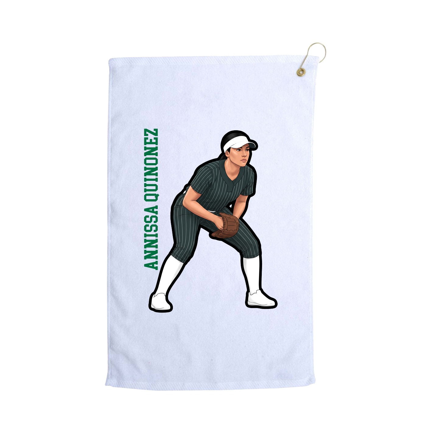 Golf Towel — Name Vertical in White