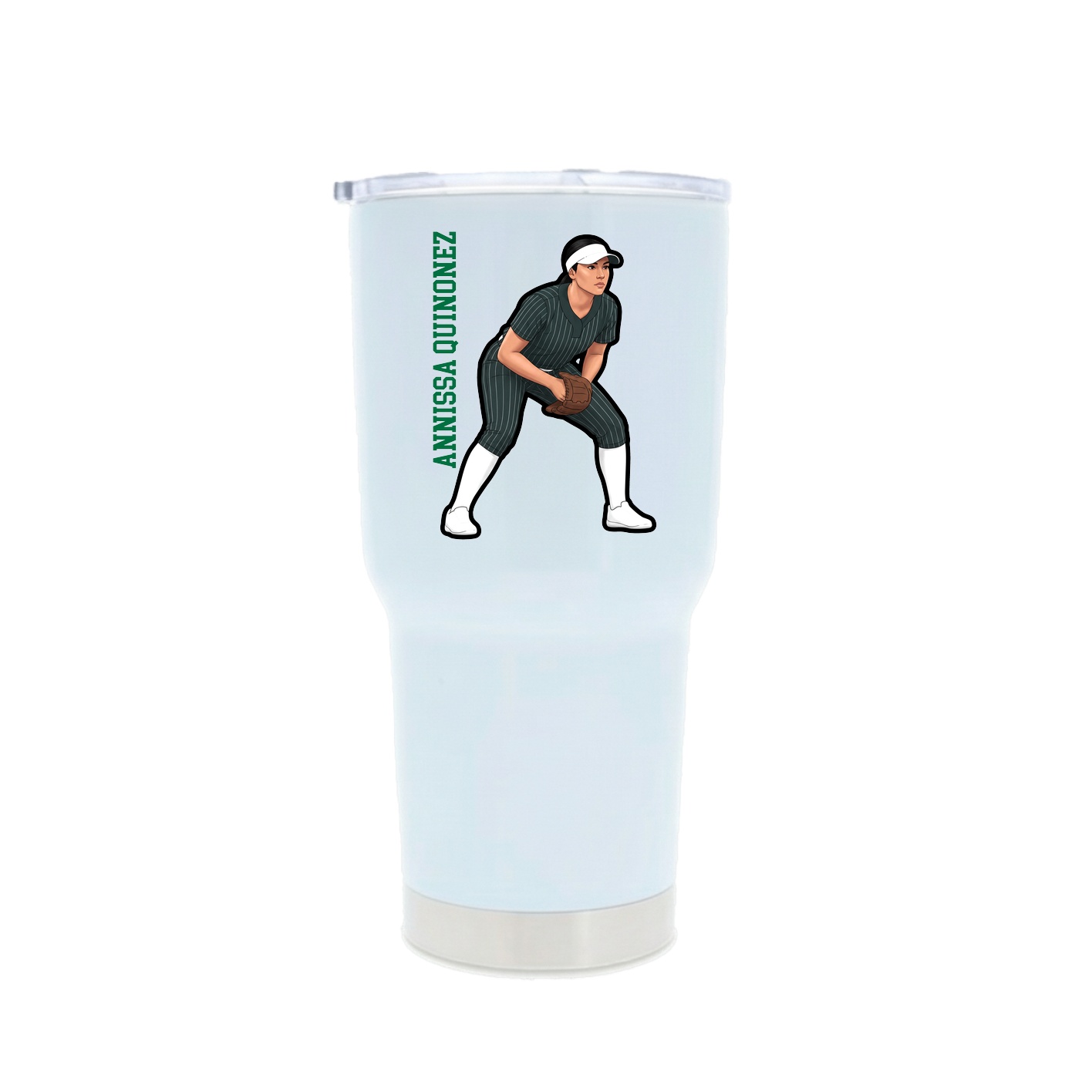 30oz Stainless Steel Tumbler — Name Vertical in White