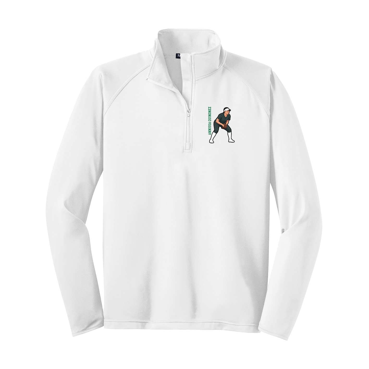 Q-Zip Pullover — Name Vertical in White