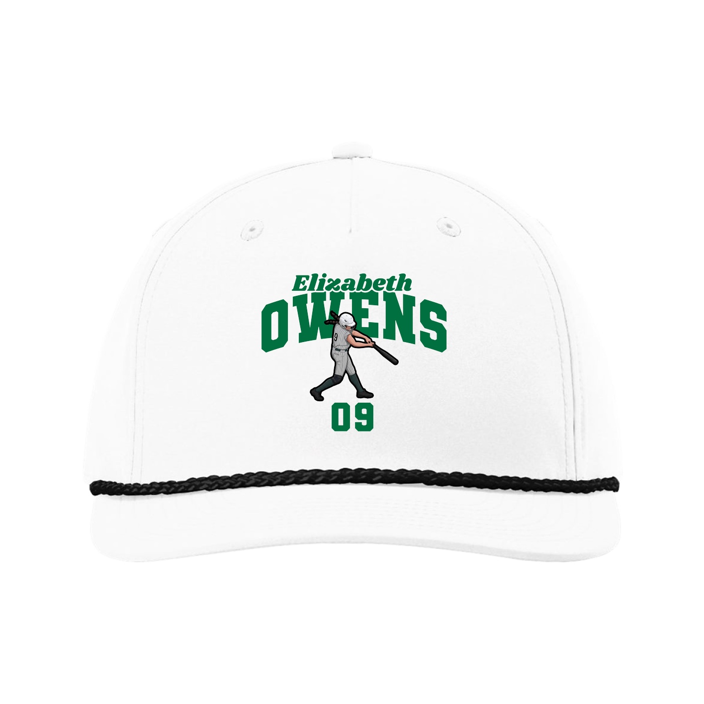 Five-Panel Classic Rope Cap — Signature Arch in White