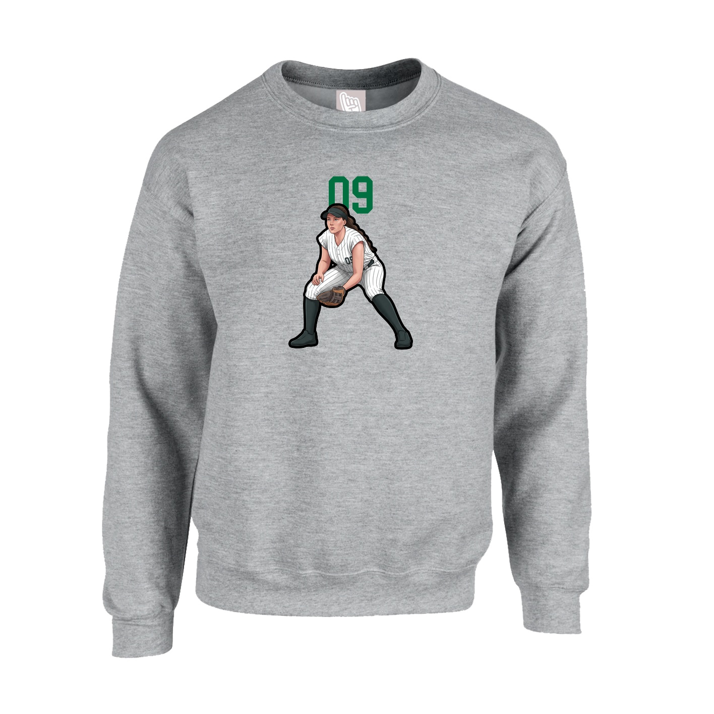 Fleece Crew — Number Top in Grey