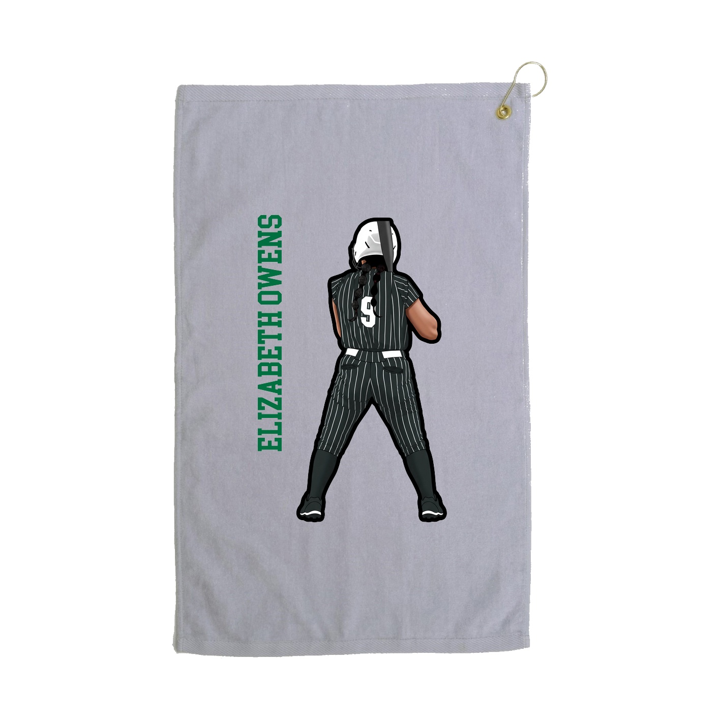 Golf Towel — Name Vertical in Grey