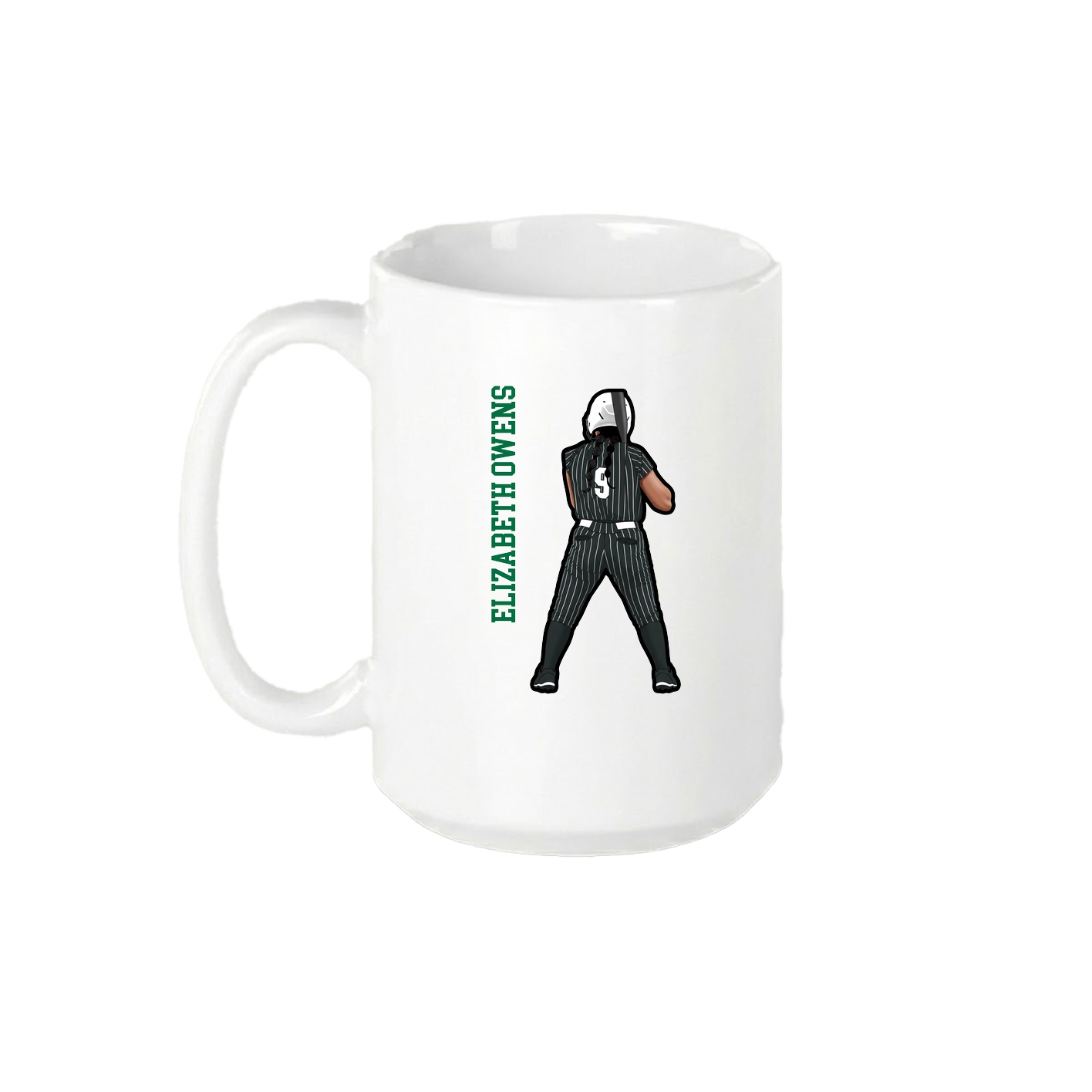 15oz Coffee Mug — Name Vertical in White