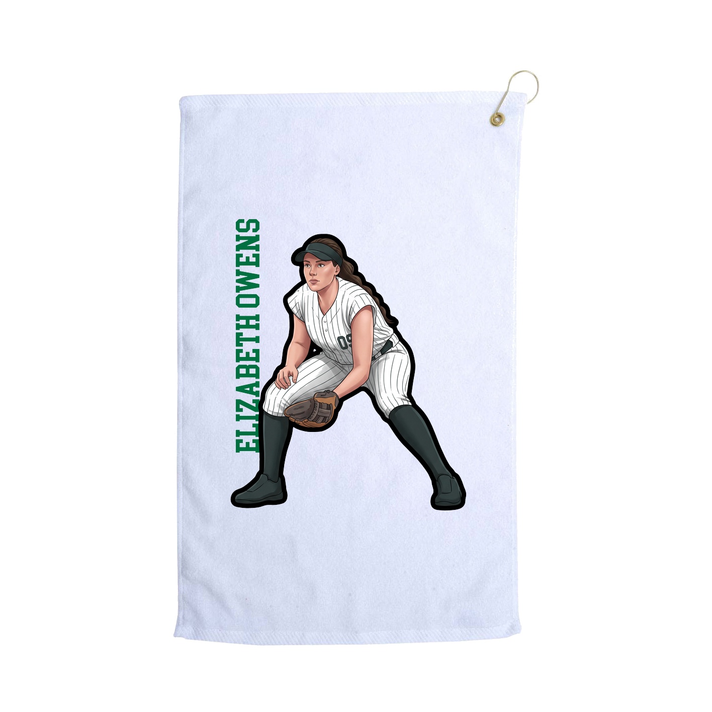 Golf Towel — Name Vertical in White