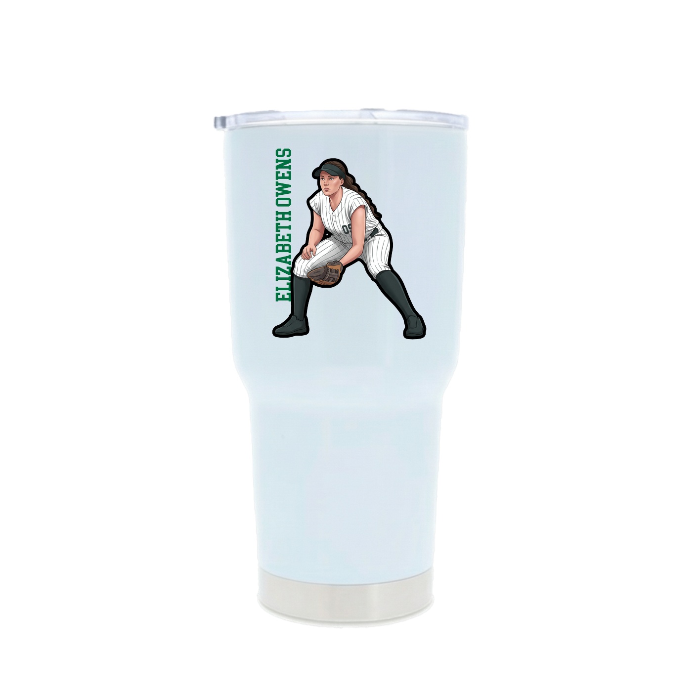 30oz Stainless Steel Tumbler — Name Vertical in White