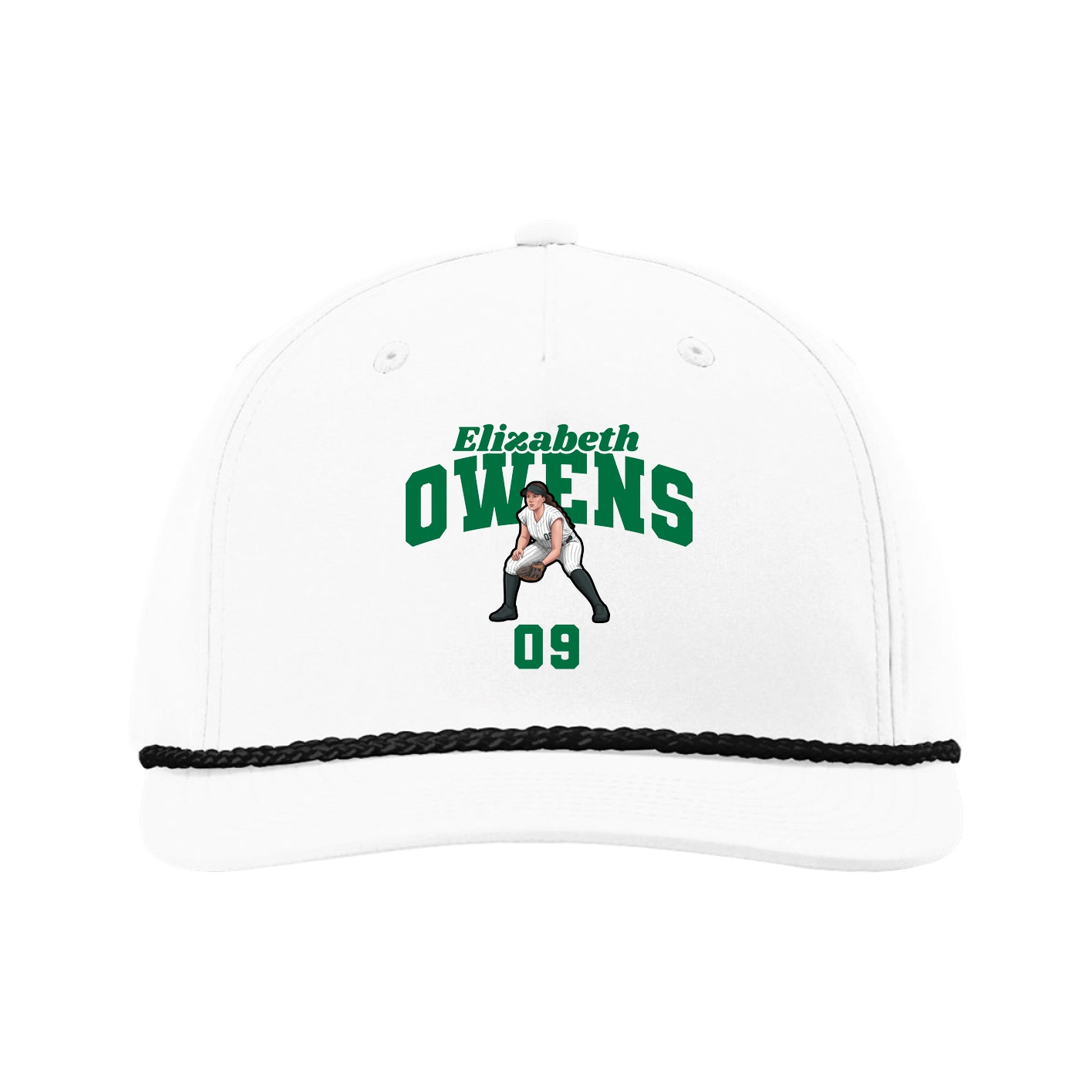 Five-Panel Classic Rope Cap — Signature Arch in White