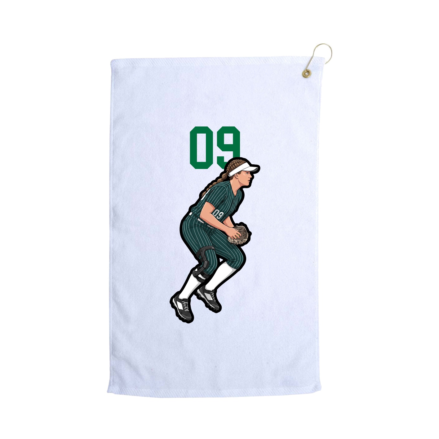 Golf Towel — Number Top in White
