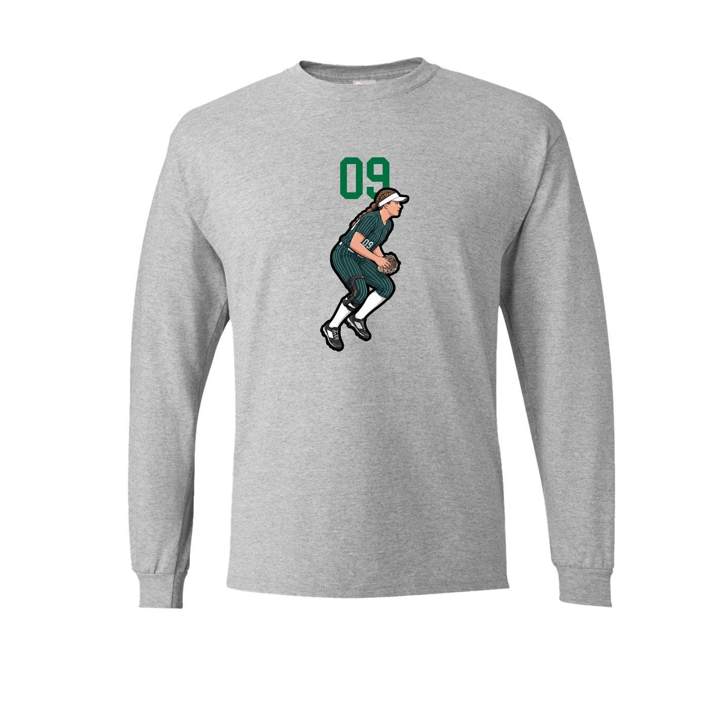 Long Sleeve Tee — Number Top in Grey