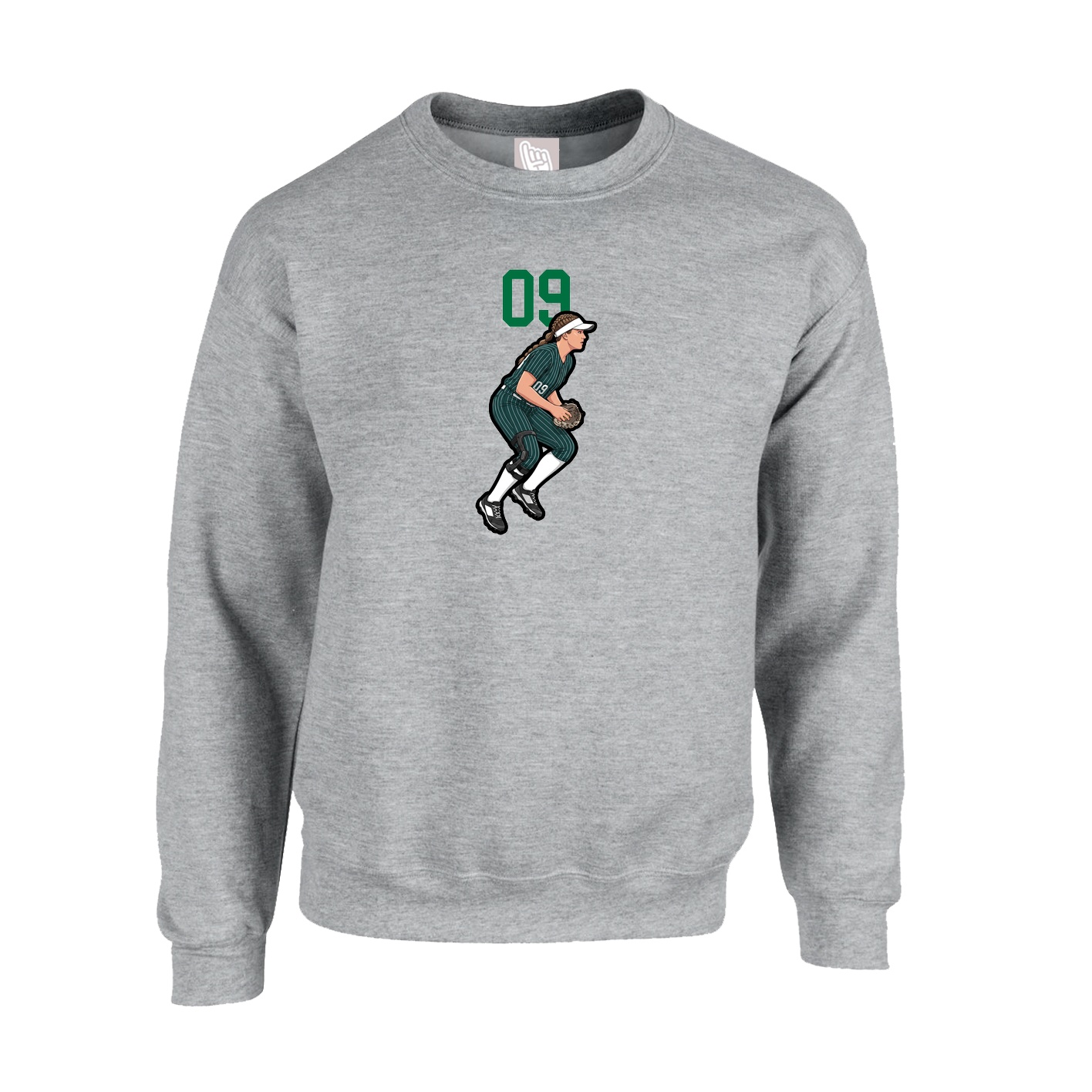 Fleece Crew — Number Top in Grey