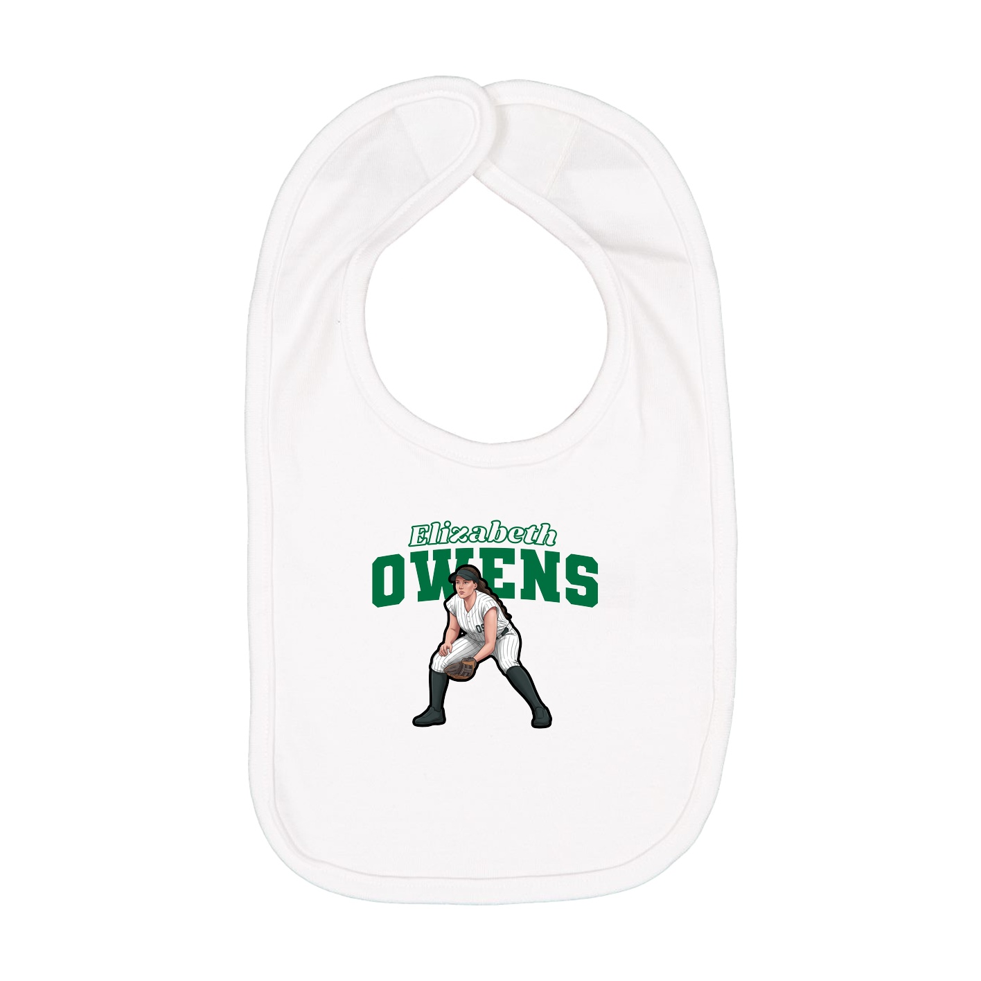 Infant Bib — Name Arch in White