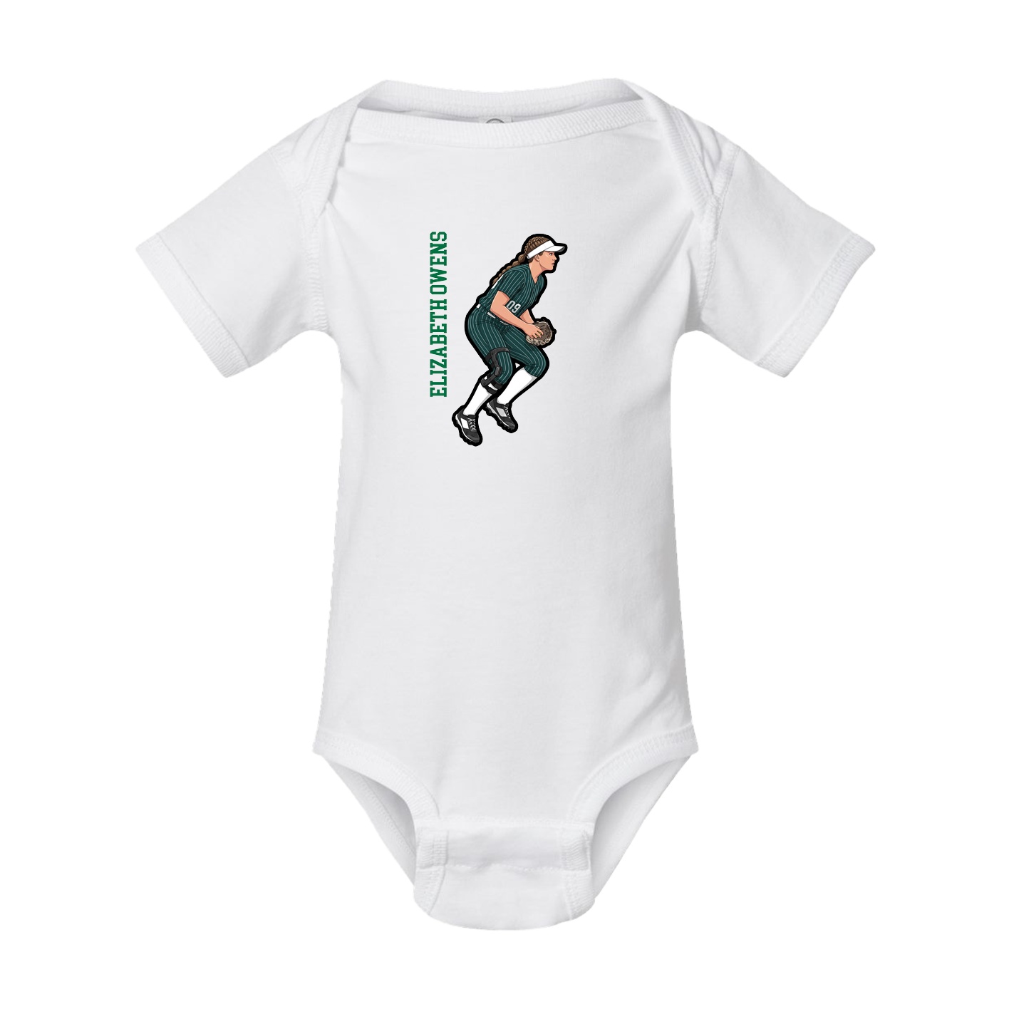 Baby Onesie — Name Vertical in White