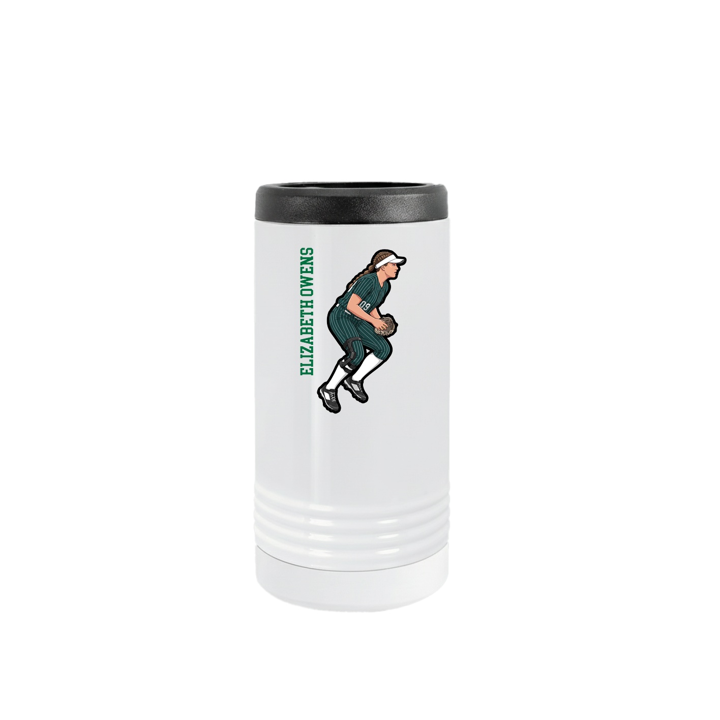 Slim Beverage Holder — Name Vertical in White