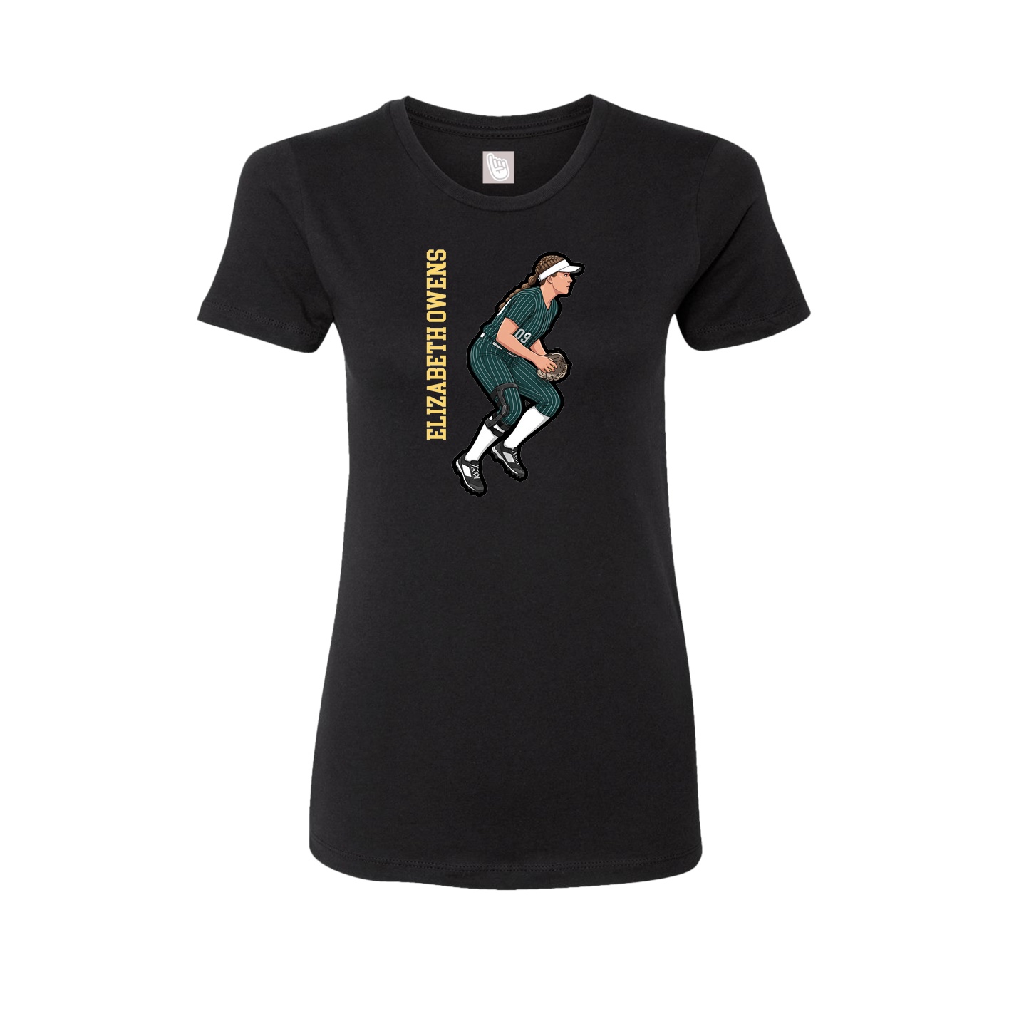 Fitted Women's Tee — Name Vertical in Black