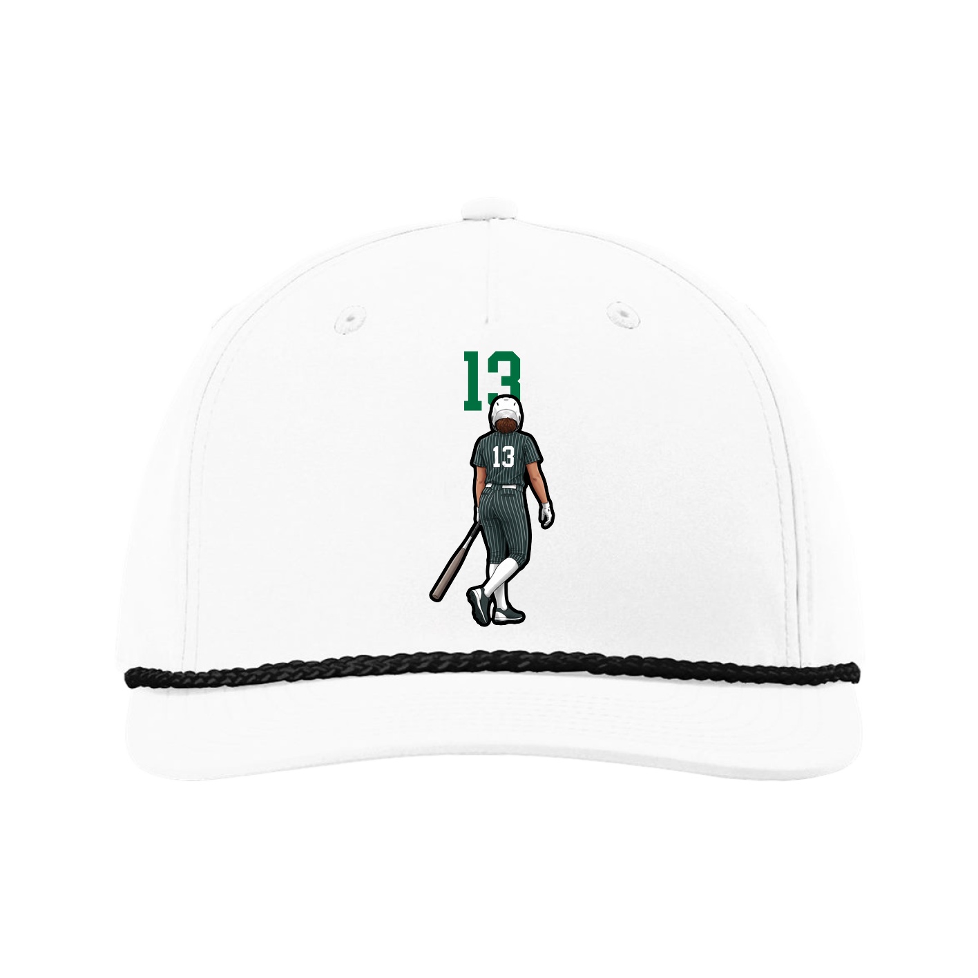 Five-Panel Classic Rope Cap — Number Top in White