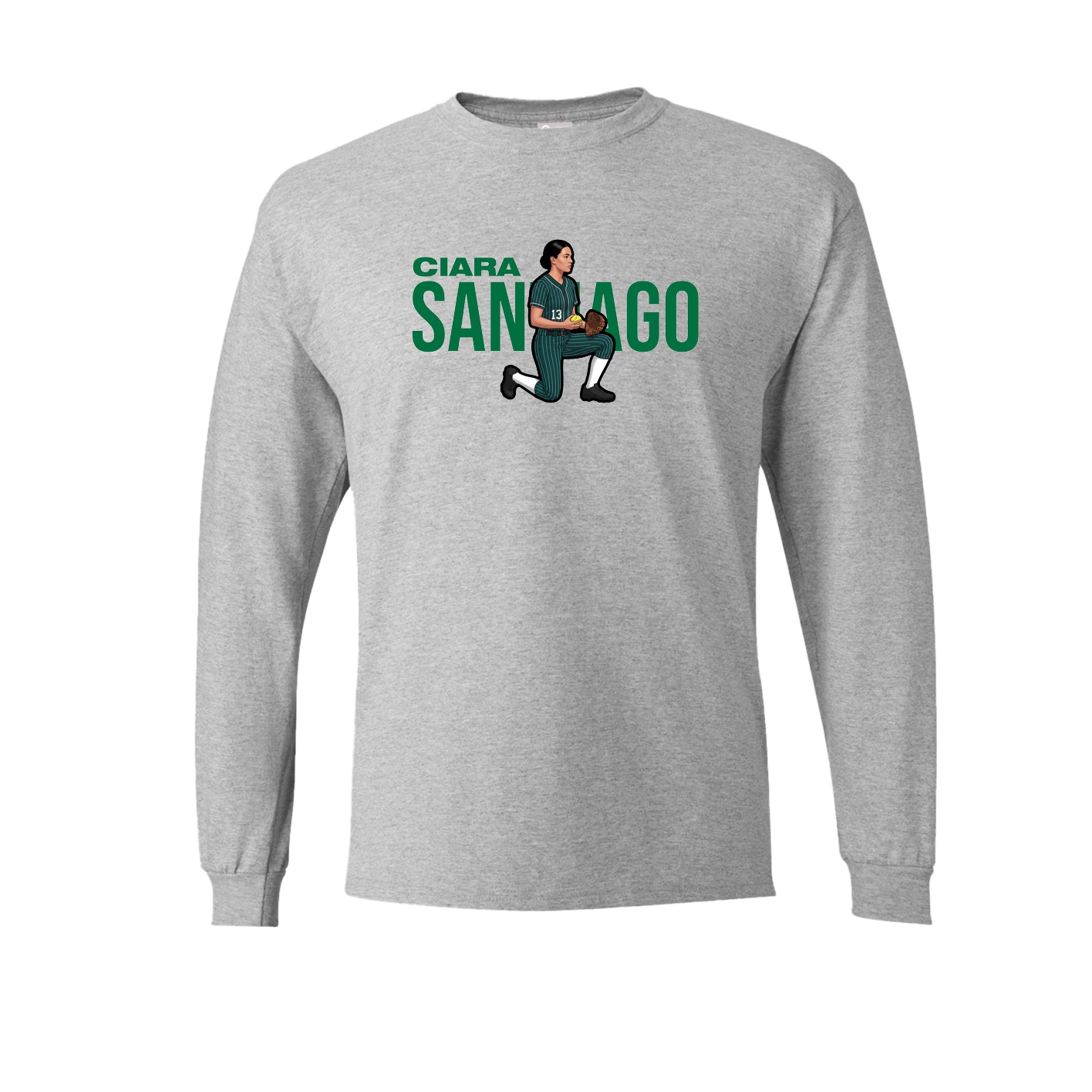 Long Sleeve Tee — Player Name in Grey