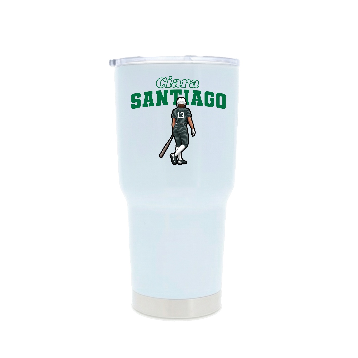 30oz Stainless Steel Tumbler — Name Arch in White