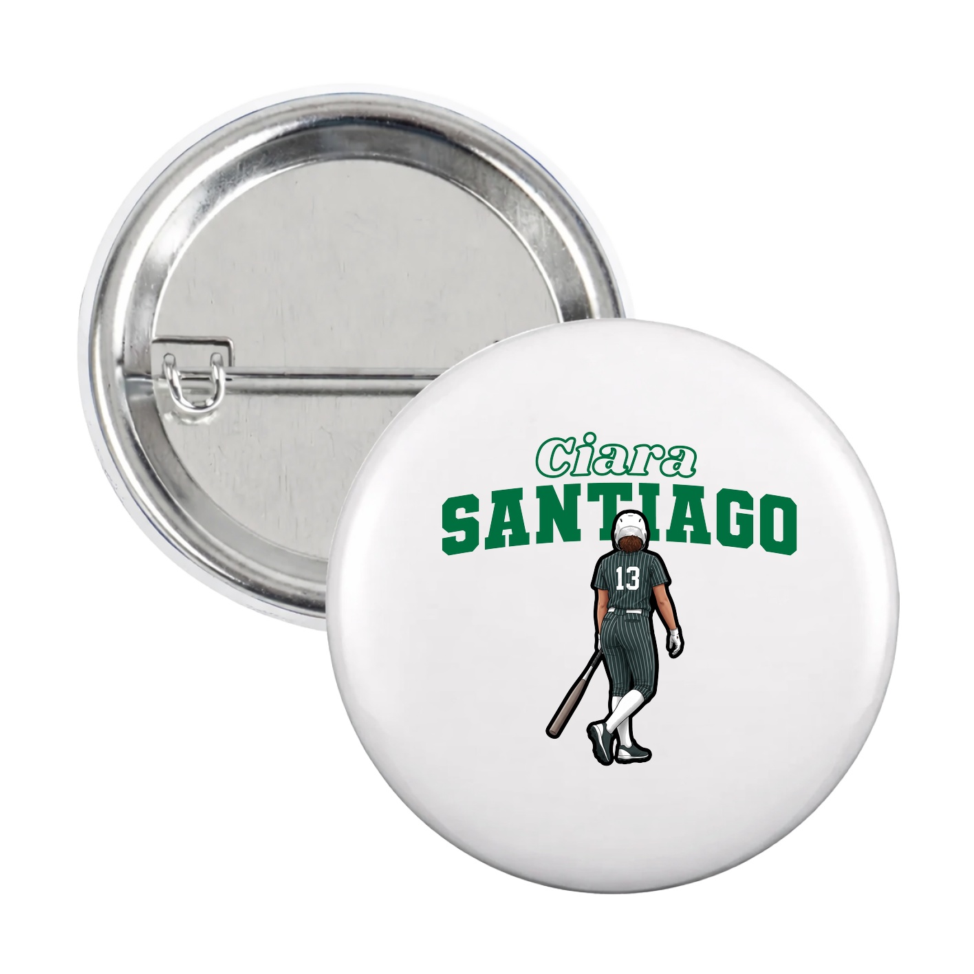 Game Day Button — Name Arch in White