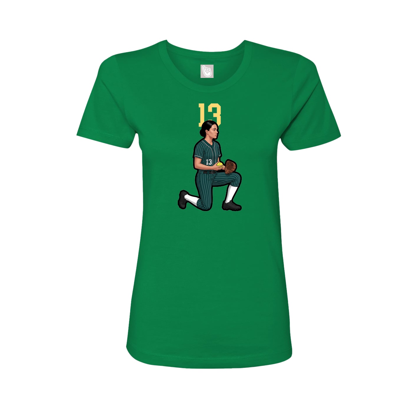 Fitted Women's Tee — Number Top in Green