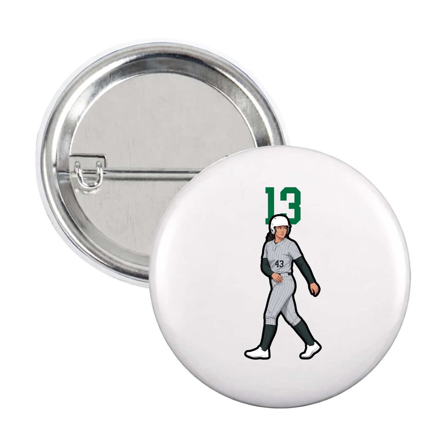 Game Day Button — Number Top in White
