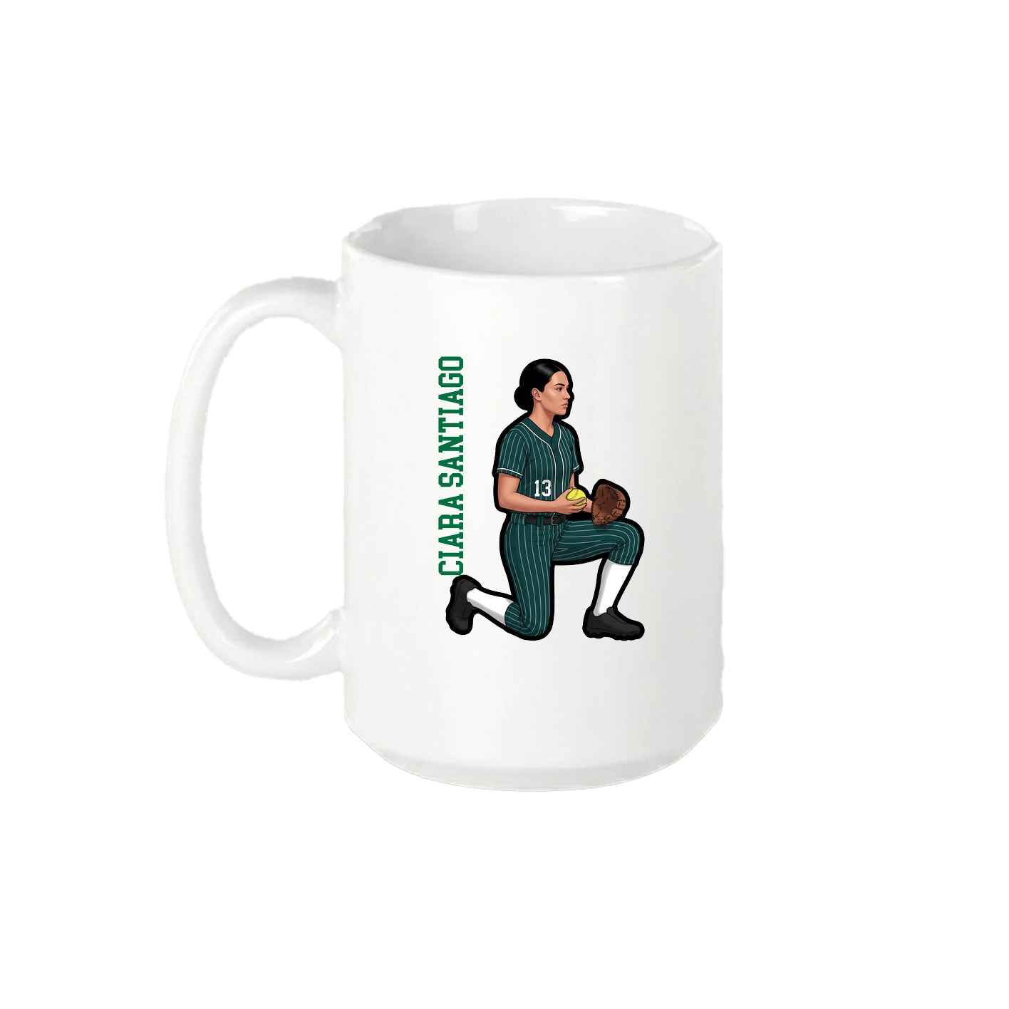 15oz Coffee Mug — Name Vertical in White