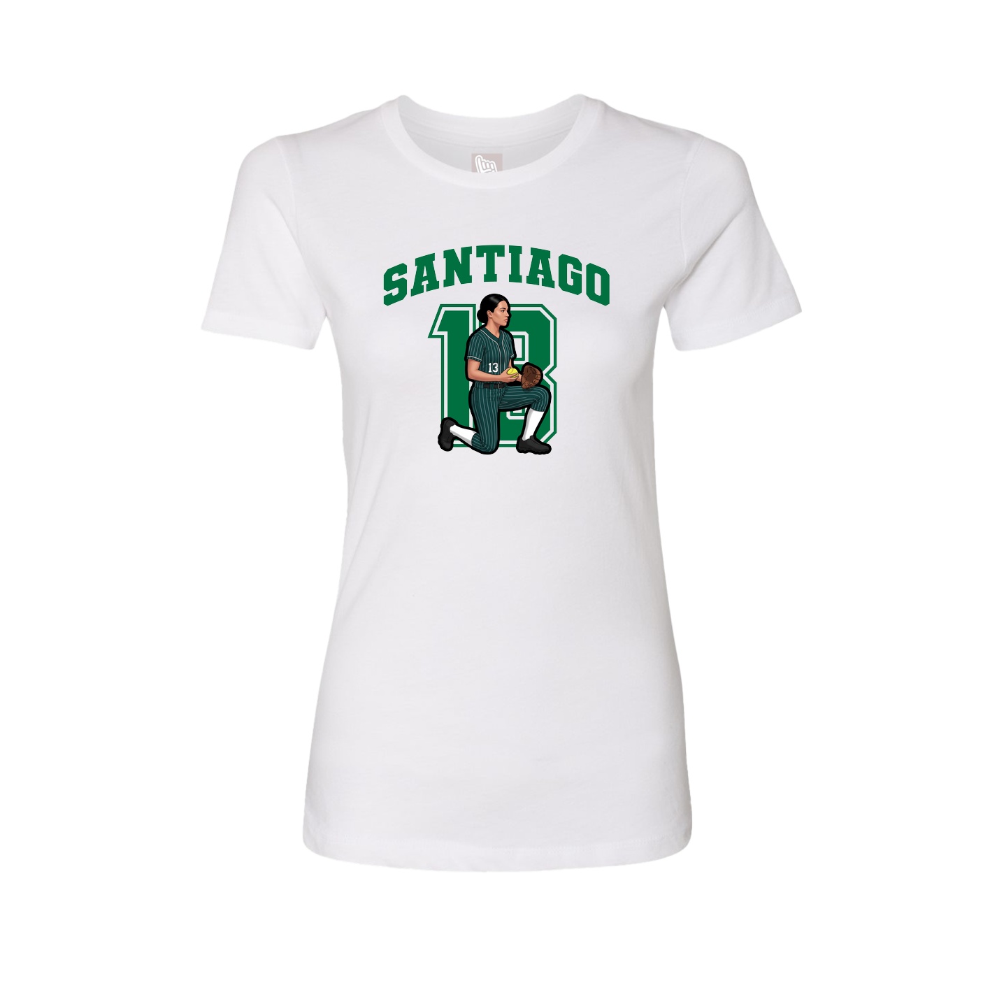 Fitted Women's Tee — Number in White