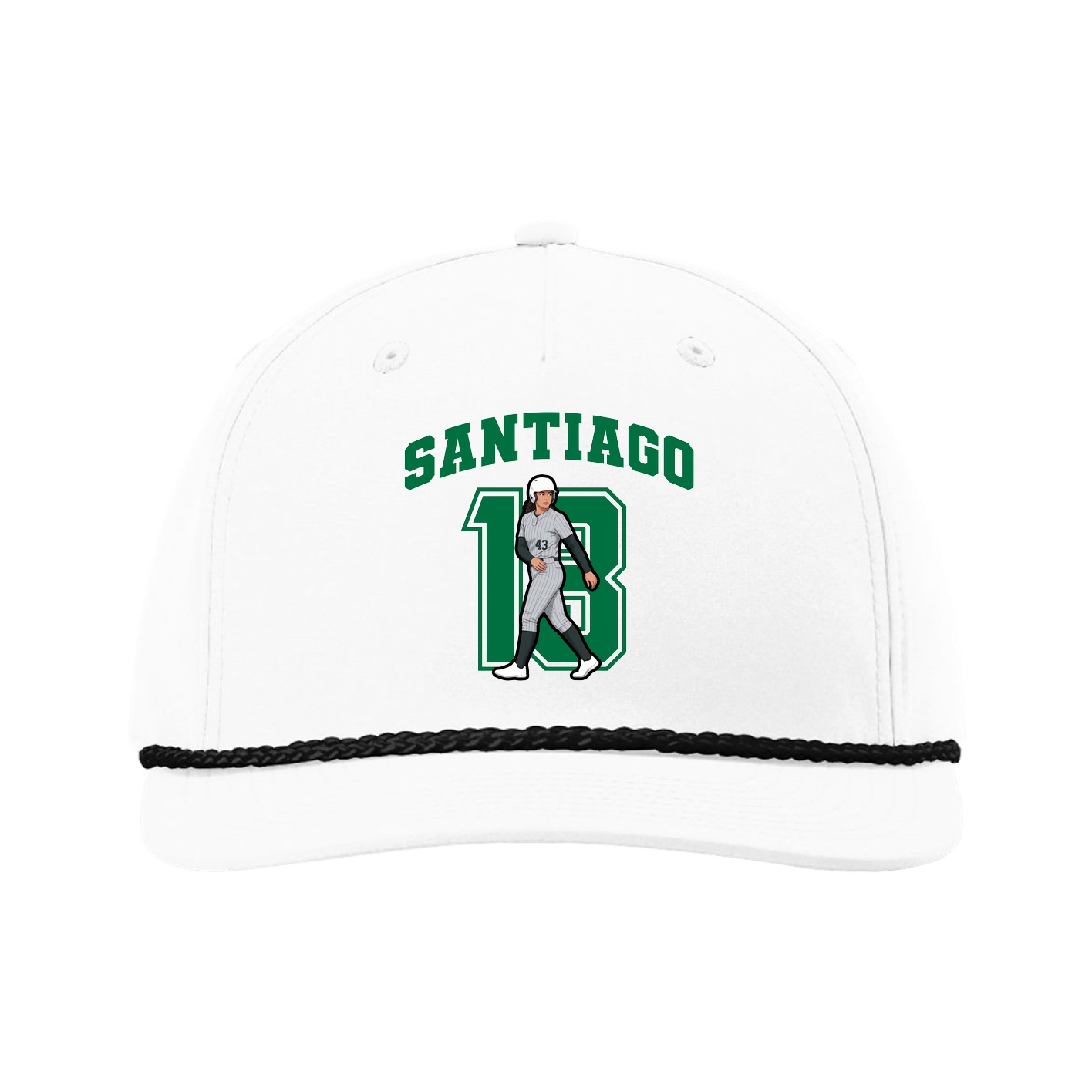 Five-Panel Classic Rope Cap — Number in White