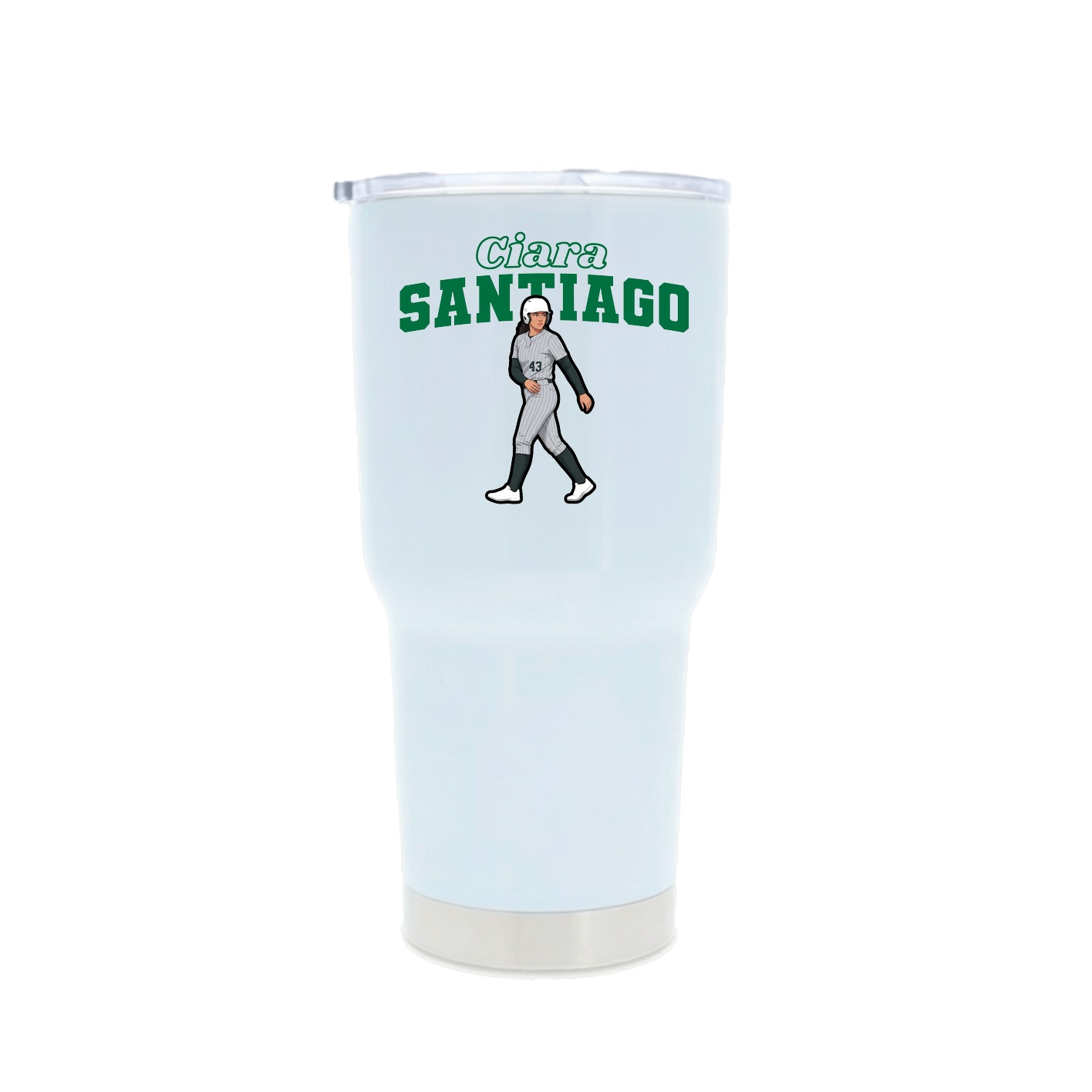 30oz Stainless Steel Tumbler — Name Arch in White