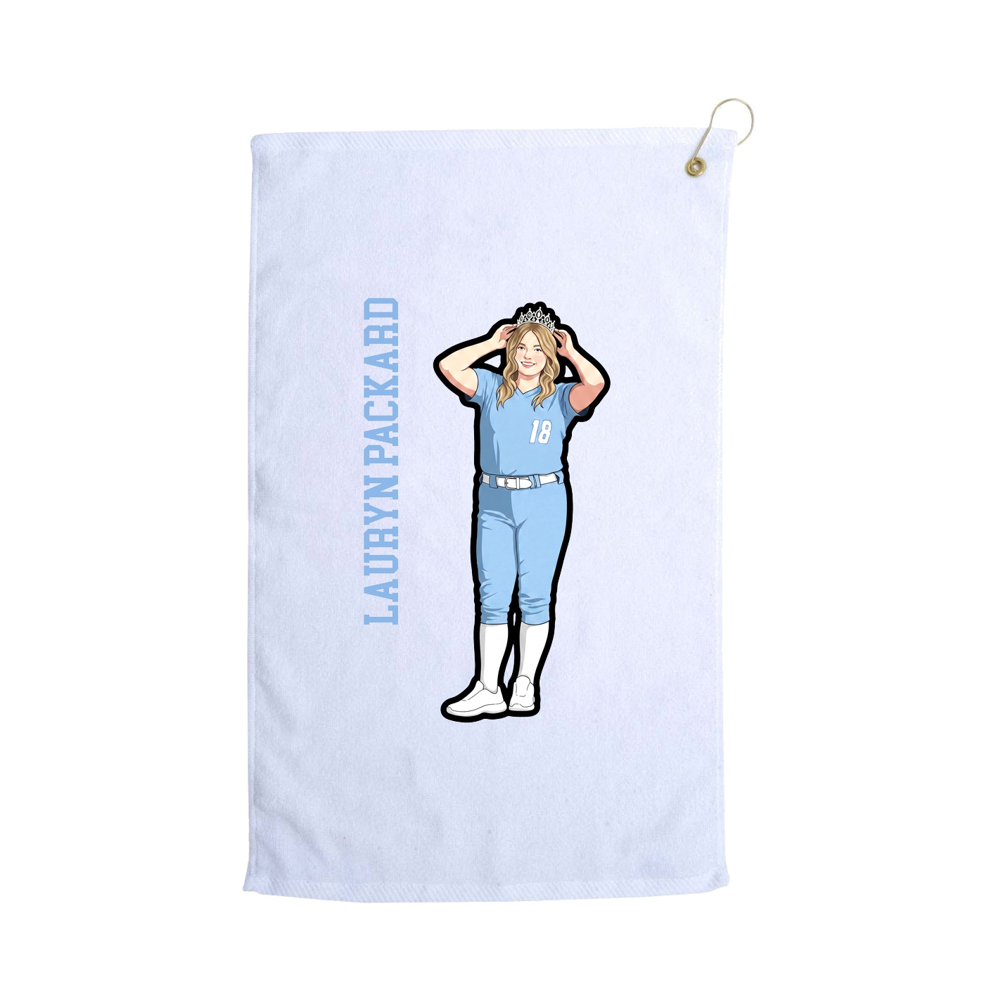 Golf Towel — Name Vertical in White