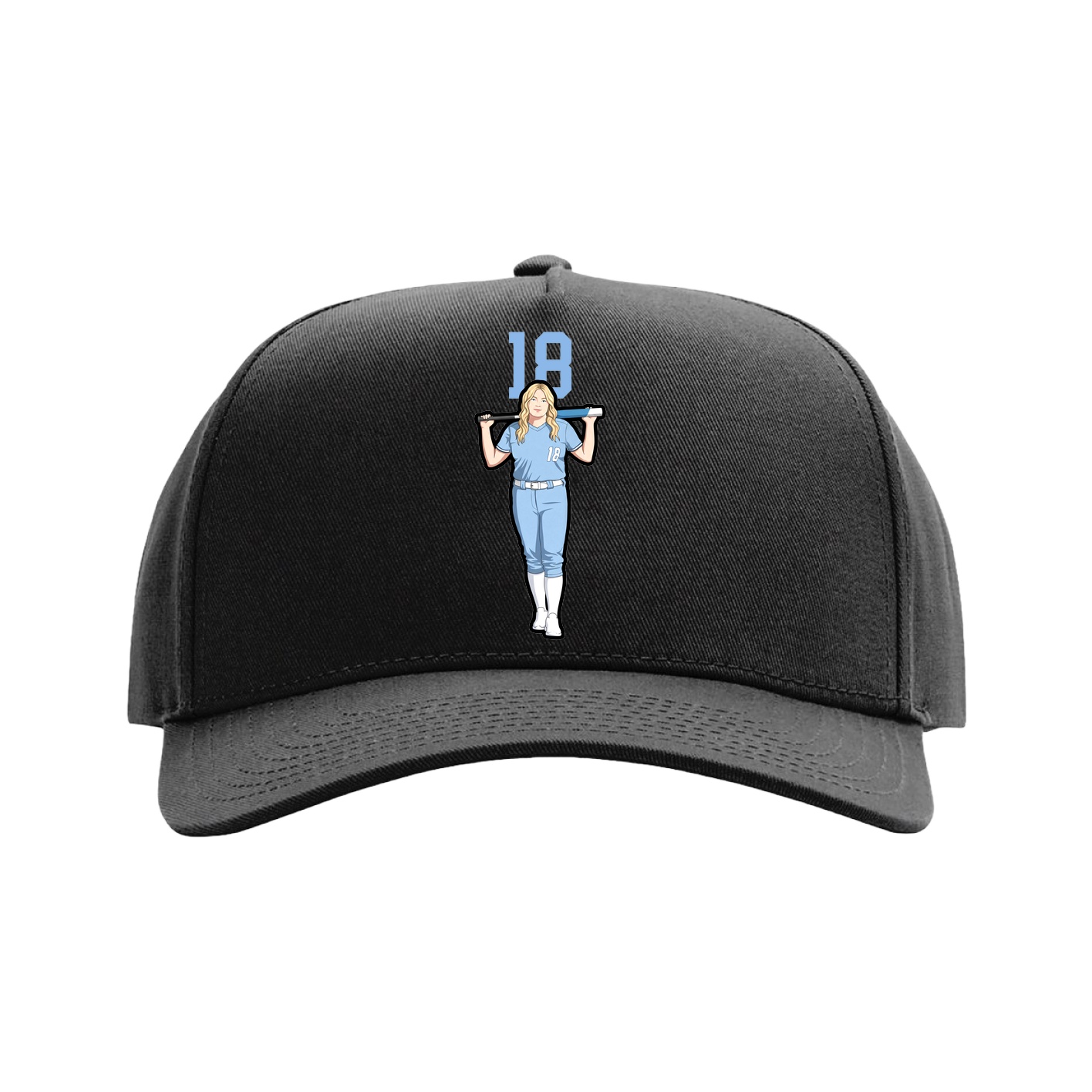Full Fabric Five-Panel Champ Cap — Number Top in Black