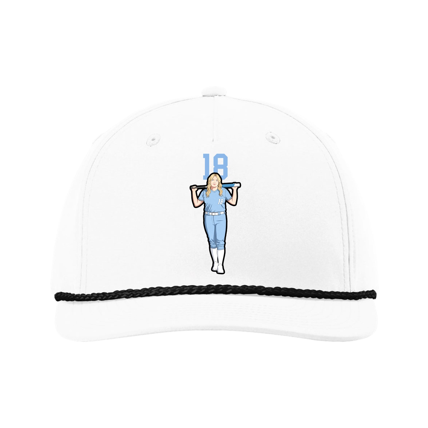 Five-Panel Classic Rope Cap — Number Top in White