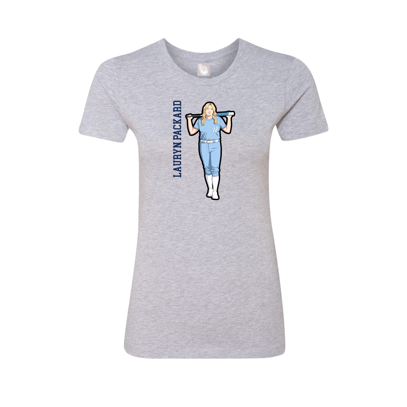 Fitted Women's Tee — Name Vertical in Grey