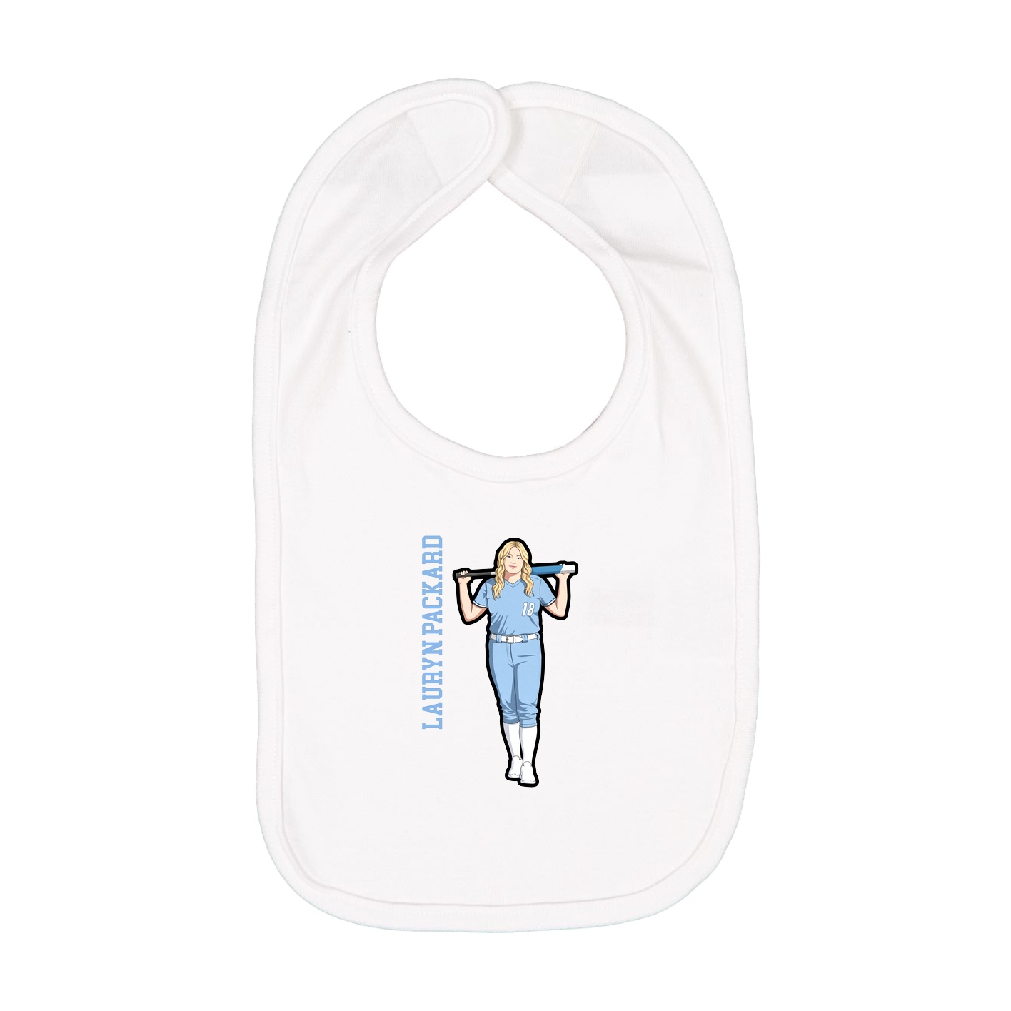 Infant Bib — Name Vertical in White