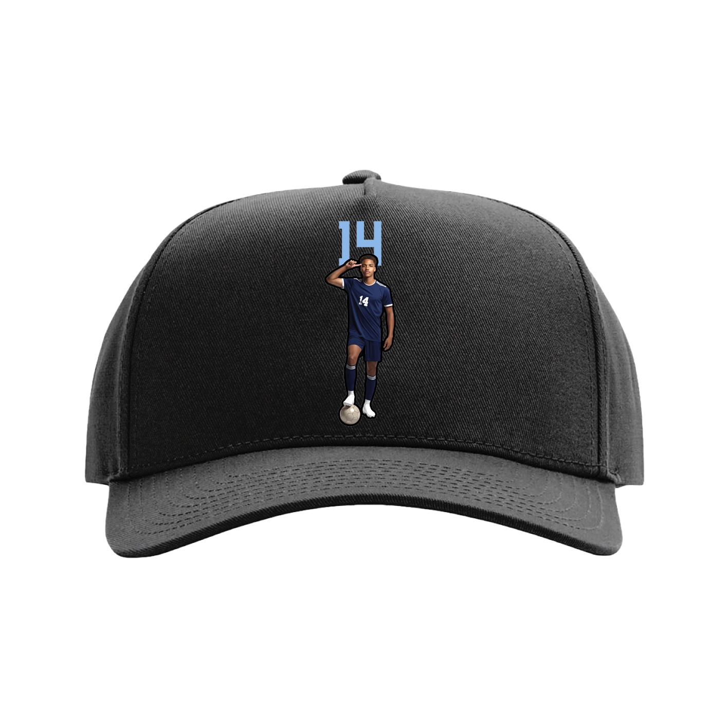 Full Fabric Five-Panel Champ Cap — Number Top in Black